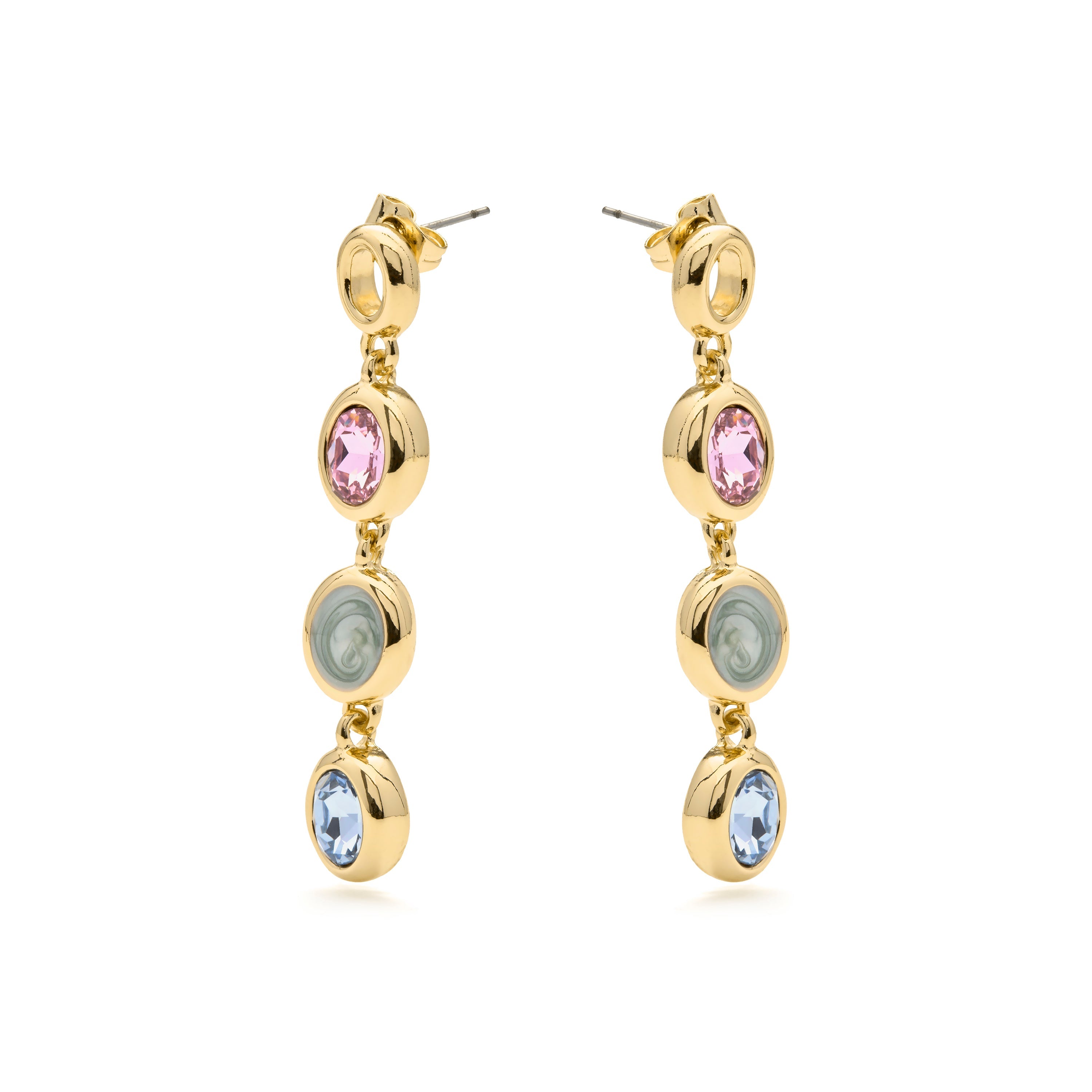 Multi-color Hydrothermal Quartz Earrings in 18k Yellow Gold Finish - Asbi