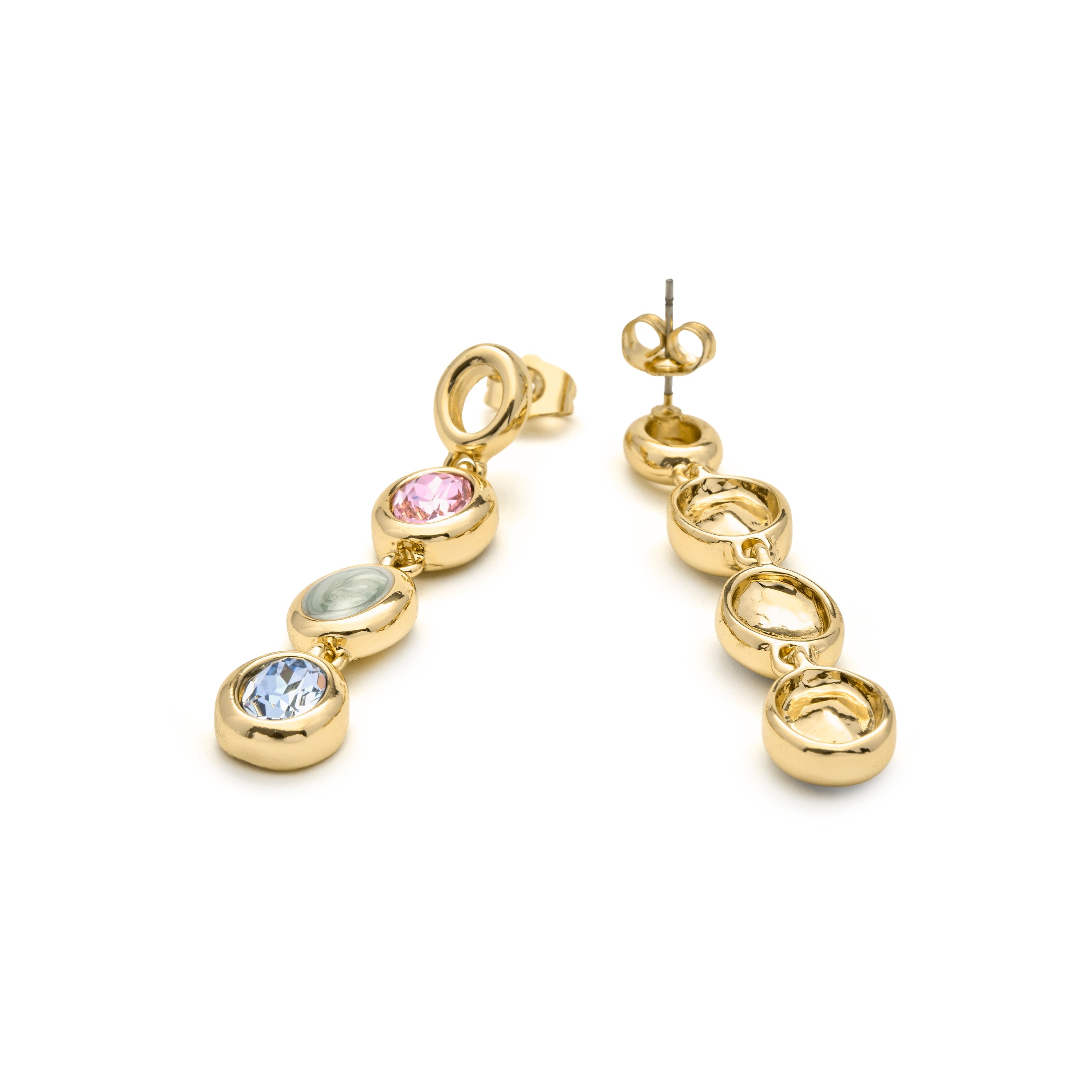 Multi-color Hydrothermal Quartz Earrings in 18k Yellow Gold Finish - Asbi