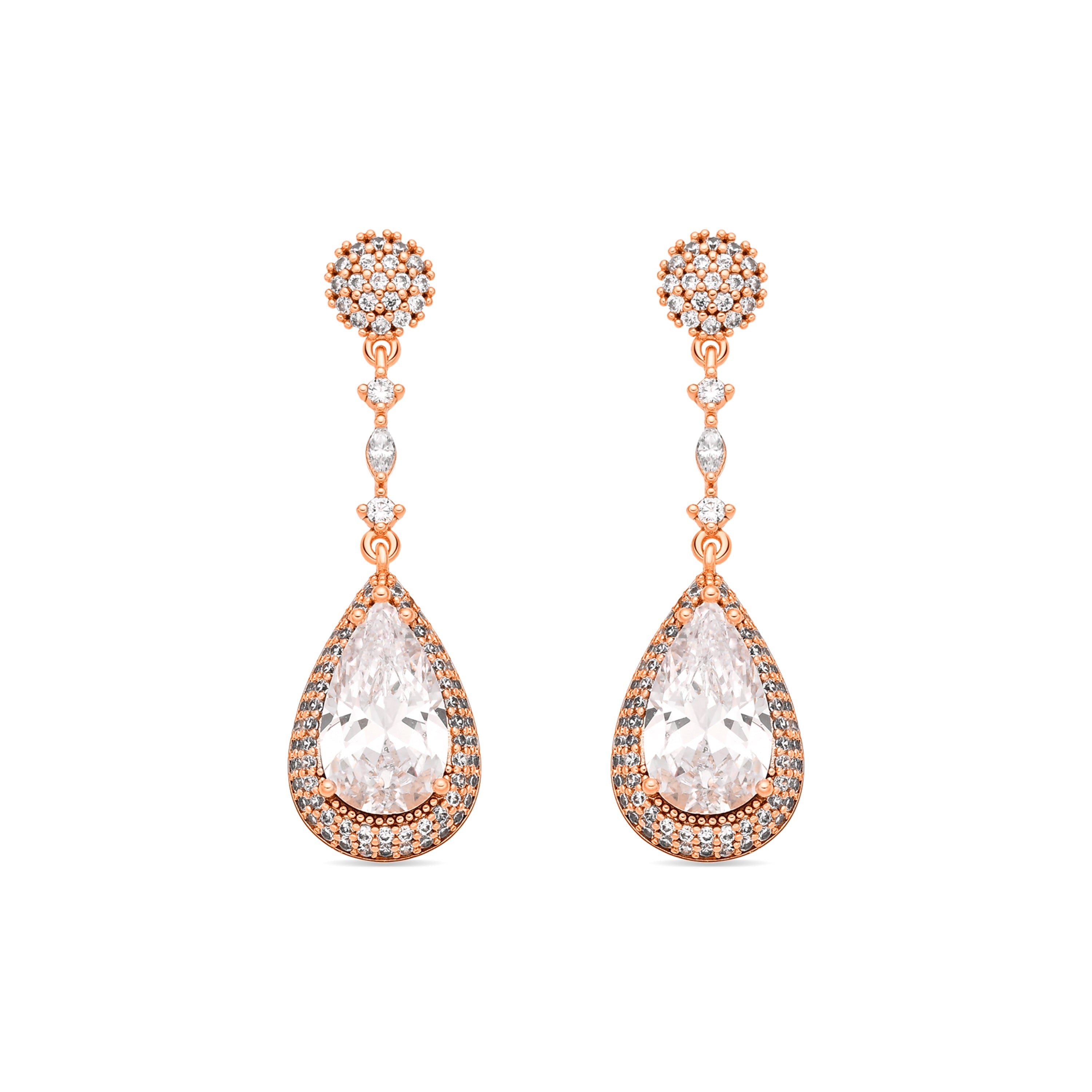 Brilliant Zircon Earrings, 18k Yellow Gold Plated - Myrmo