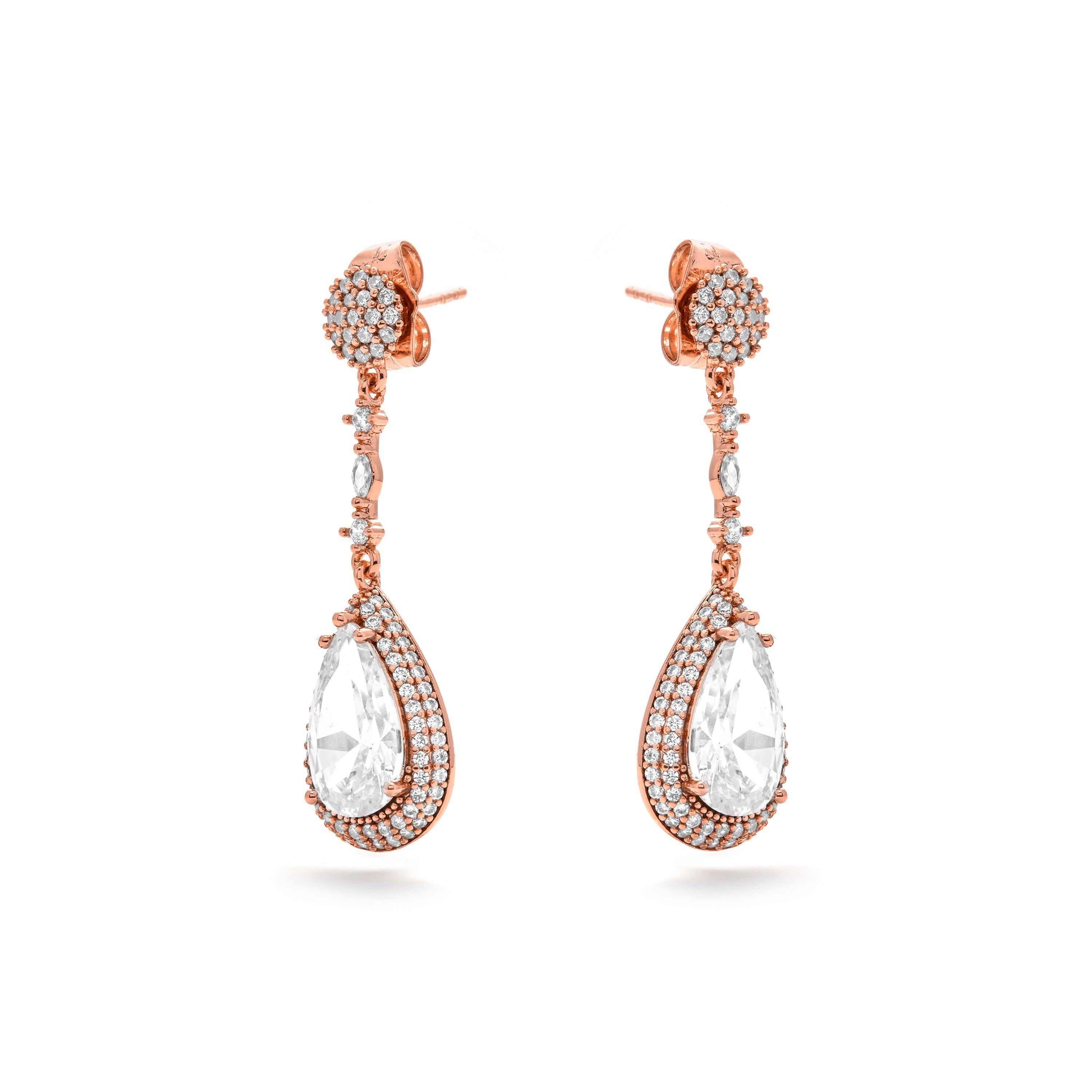 Brilliant Zircon Earrings, 18k Yellow Gold Plated - Myrmo