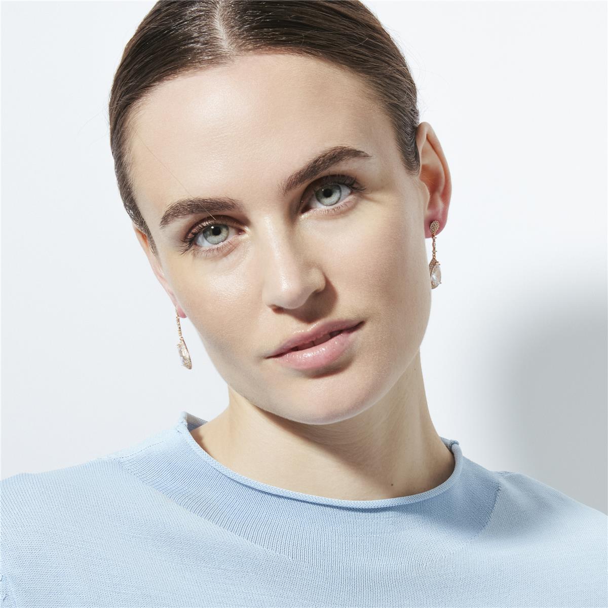 Brilliant Zircon Earrings, 18k Yellow Gold Plated - Myrmo