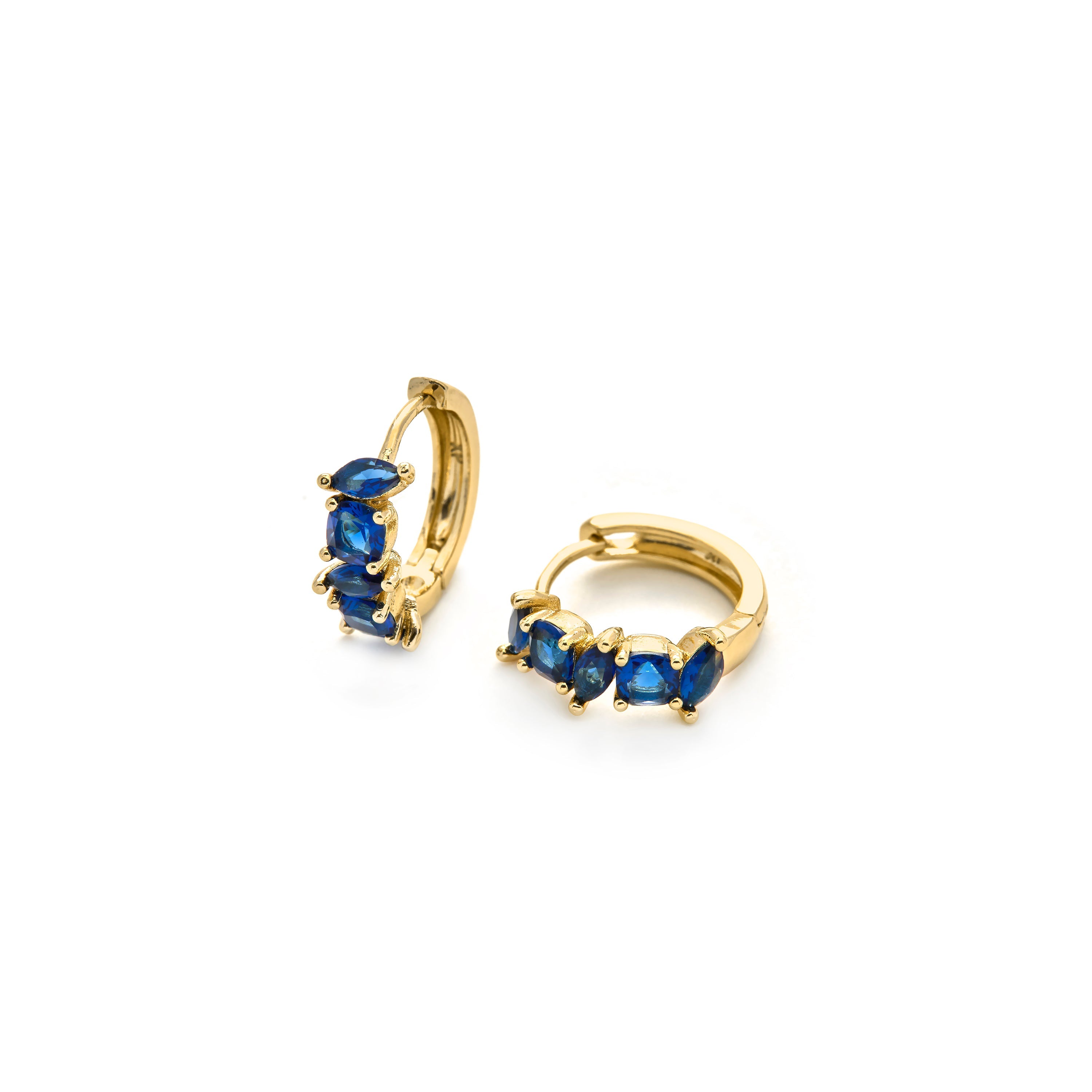 Pendientes de Circonita Zafiro acabado en oro amarillo de 18k - Arose