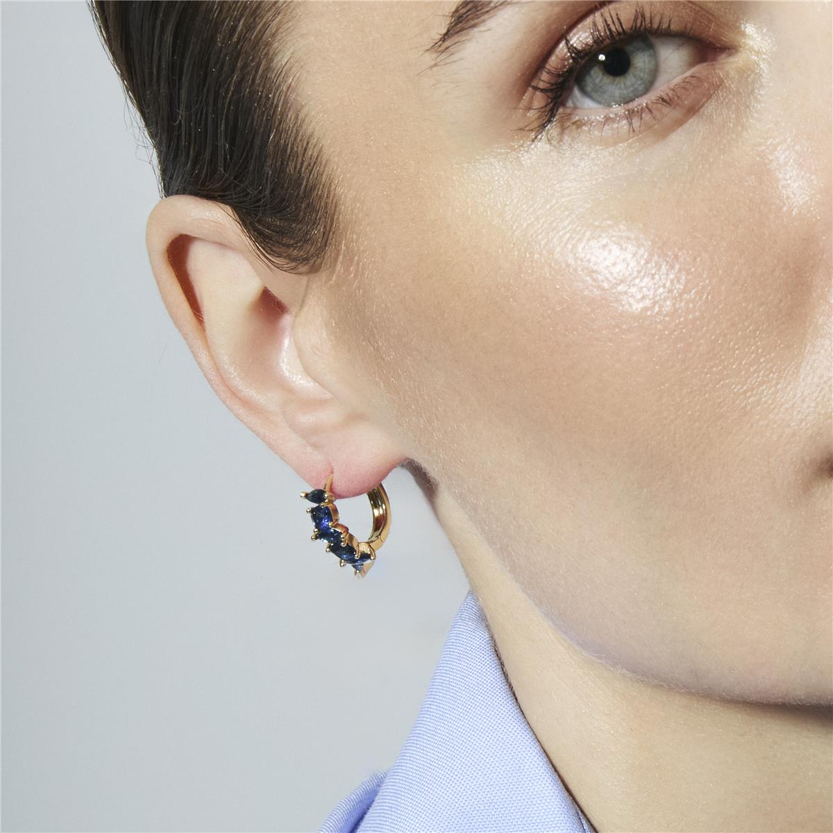 Pendientes de Circonita Zafiro acabado en oro amarillo de 18k - Arose