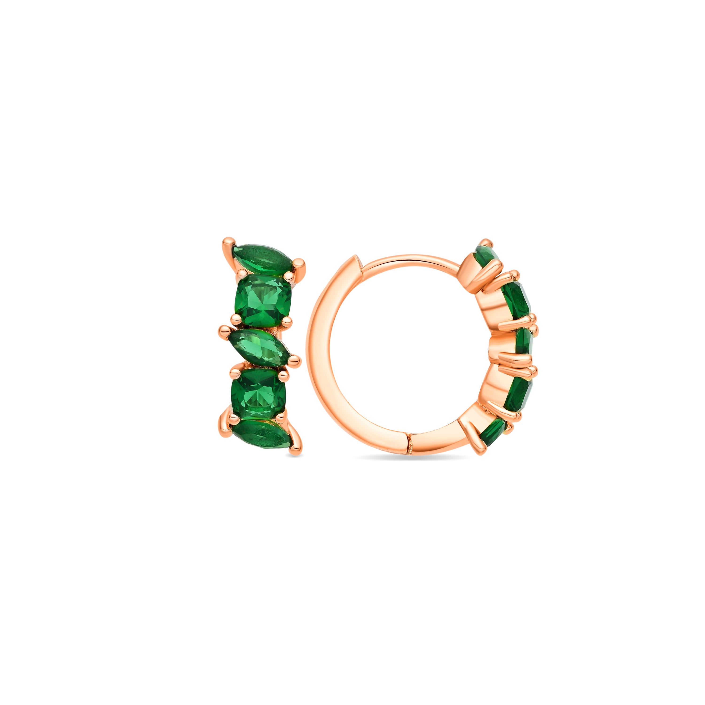 18k Yellow Gold Emerald Cubic Zirconia Earrings - Arose