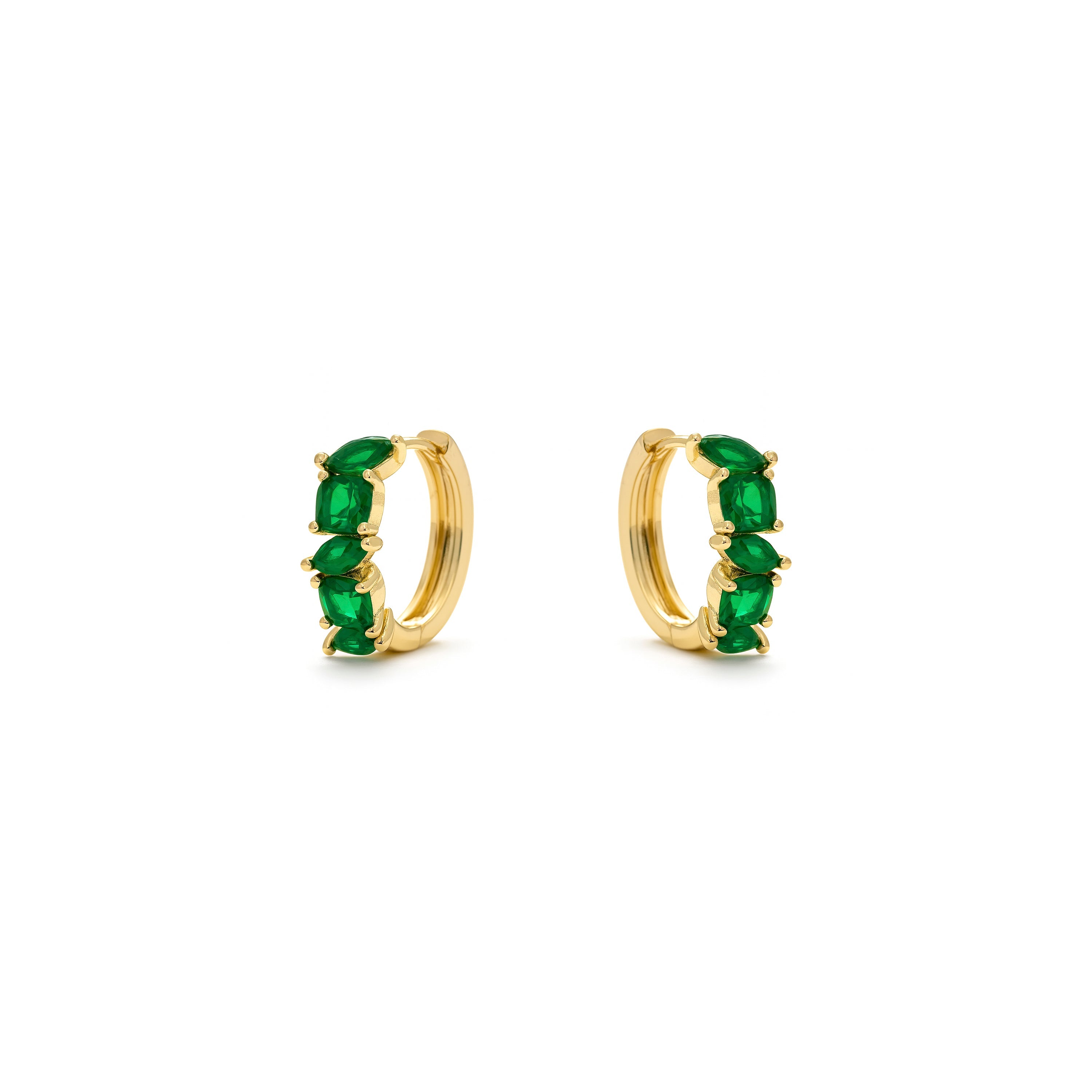 18k Yellow Gold Emerald Cubic Zirconia Earrings - Arose