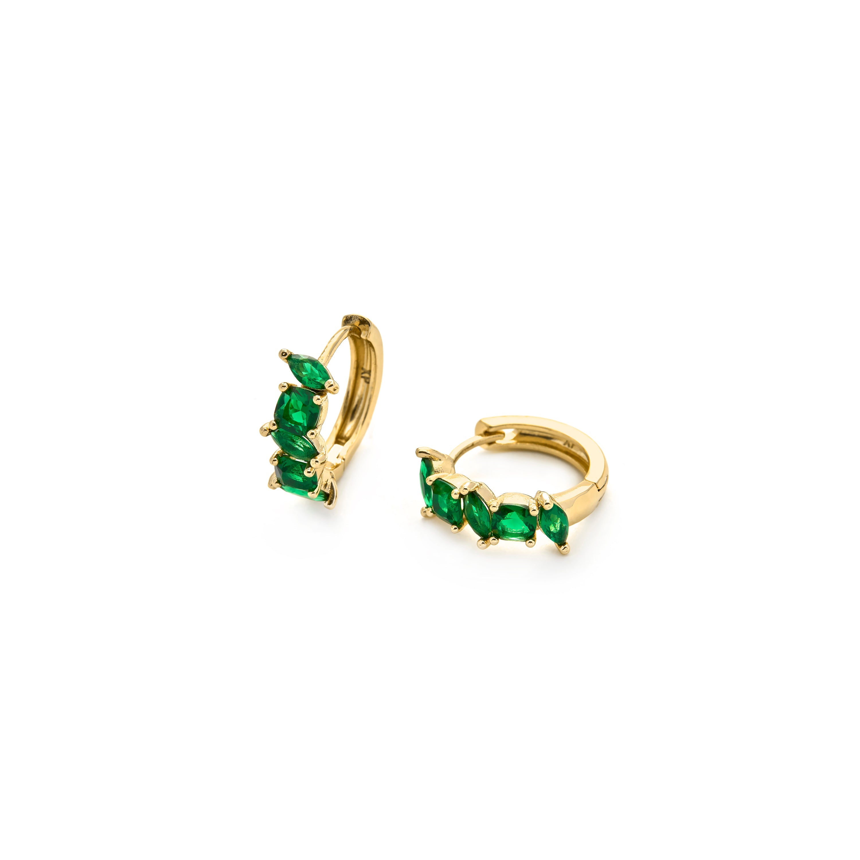 18k Yellow Gold Emerald Cubic Zirconia Earrings - Arose