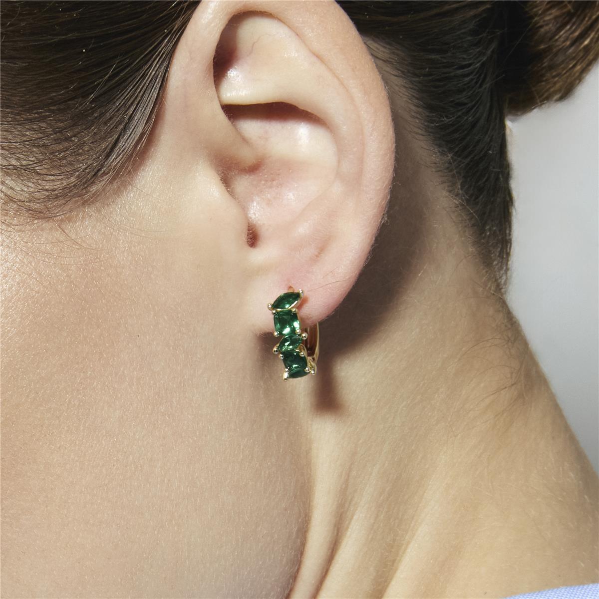 18k Yellow Gold Emerald Cubic Zirconia Earrings - Arose