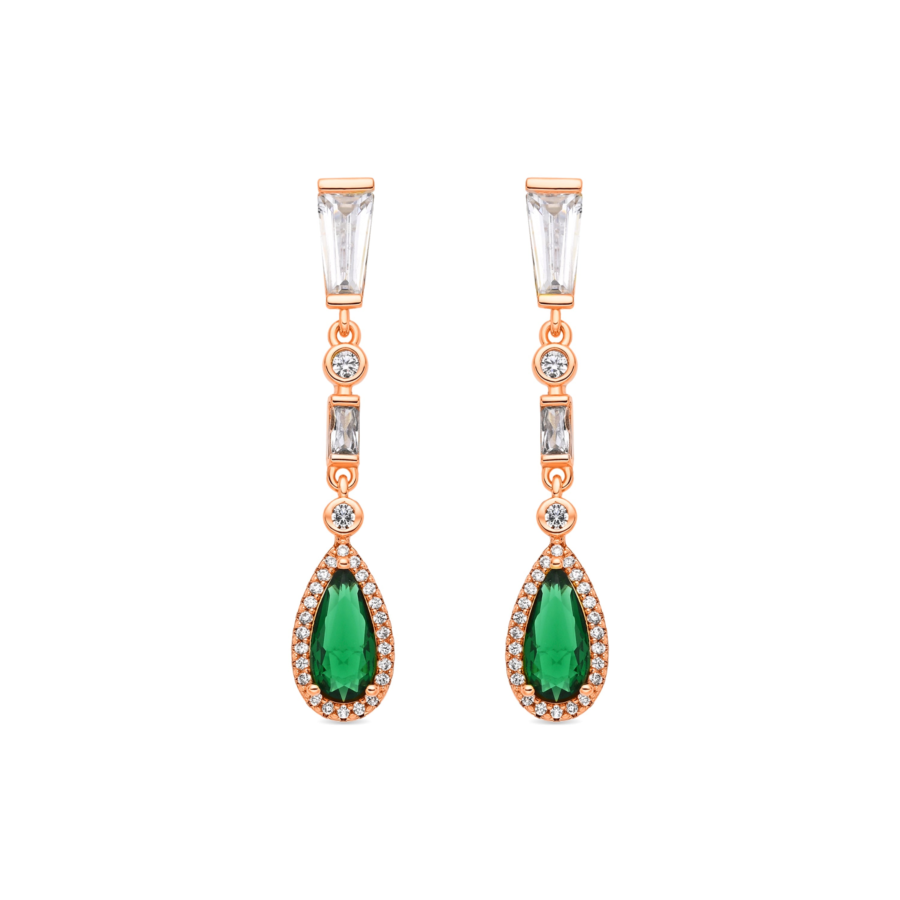 18k Yellow Gold Finish Emerald Zirconia Earrings - Orzus