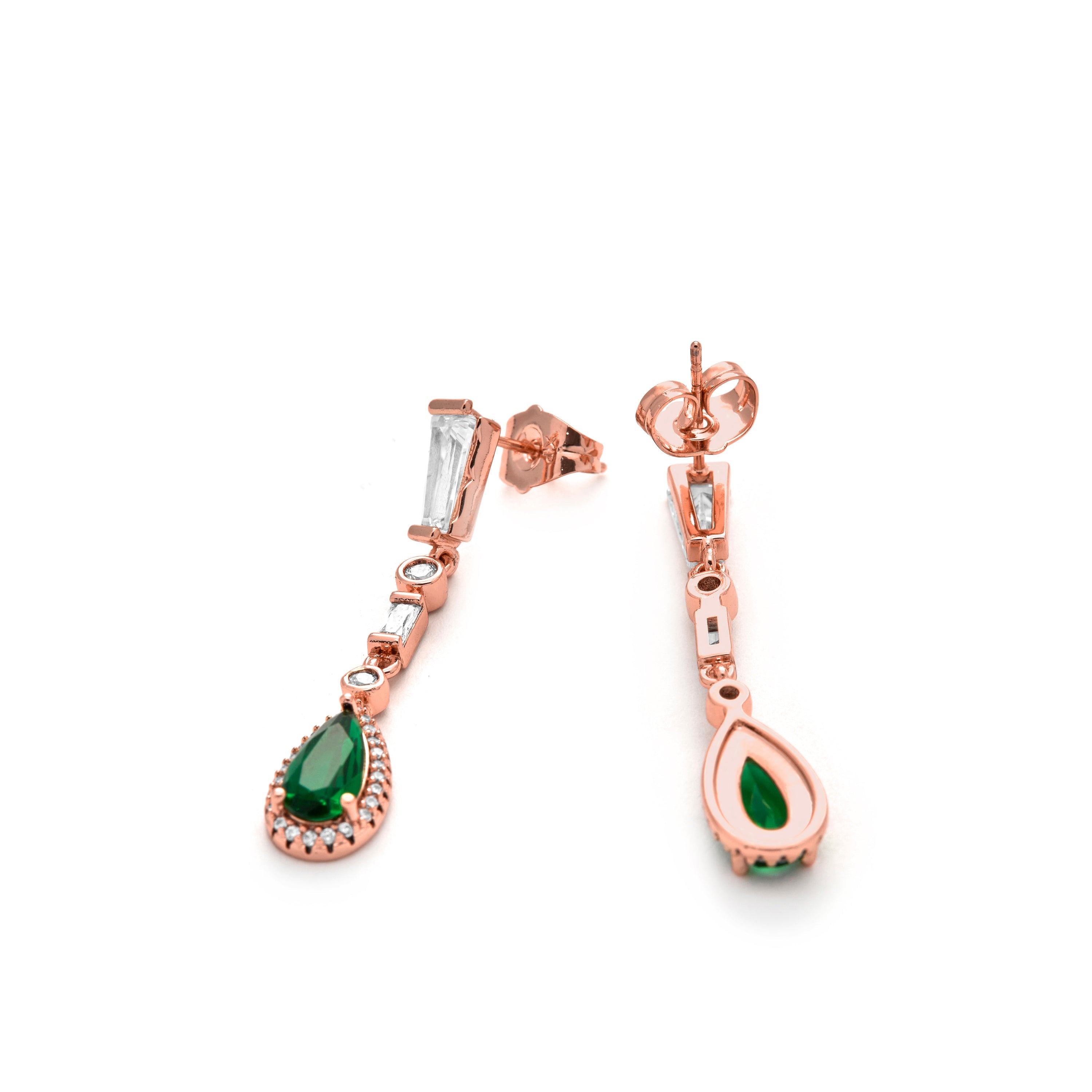 18k Yellow Gold Finish Emerald Zirconia Earrings - Orzus