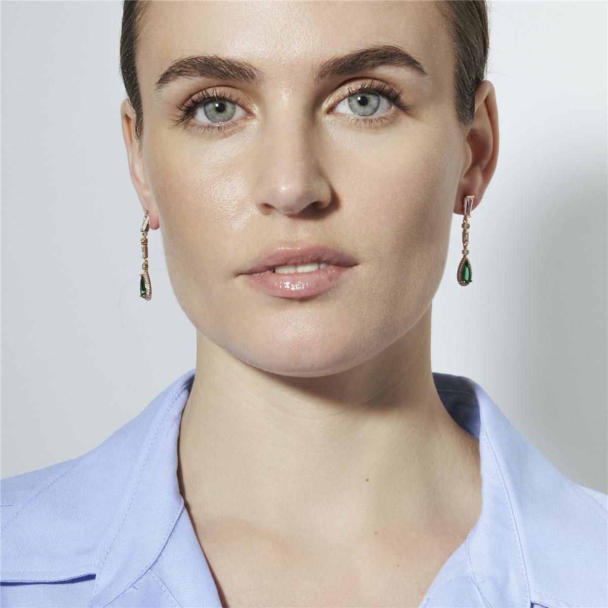 18k Yellow Gold Finish Emerald Zirconia Earrings - Orzus