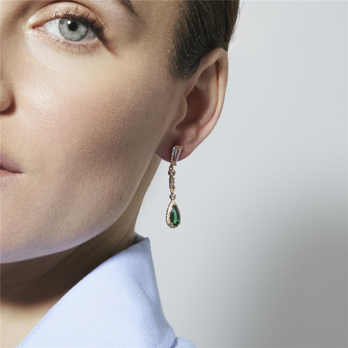 18k Yellow Gold Finish Emerald Zirconia Earrings - Orzus