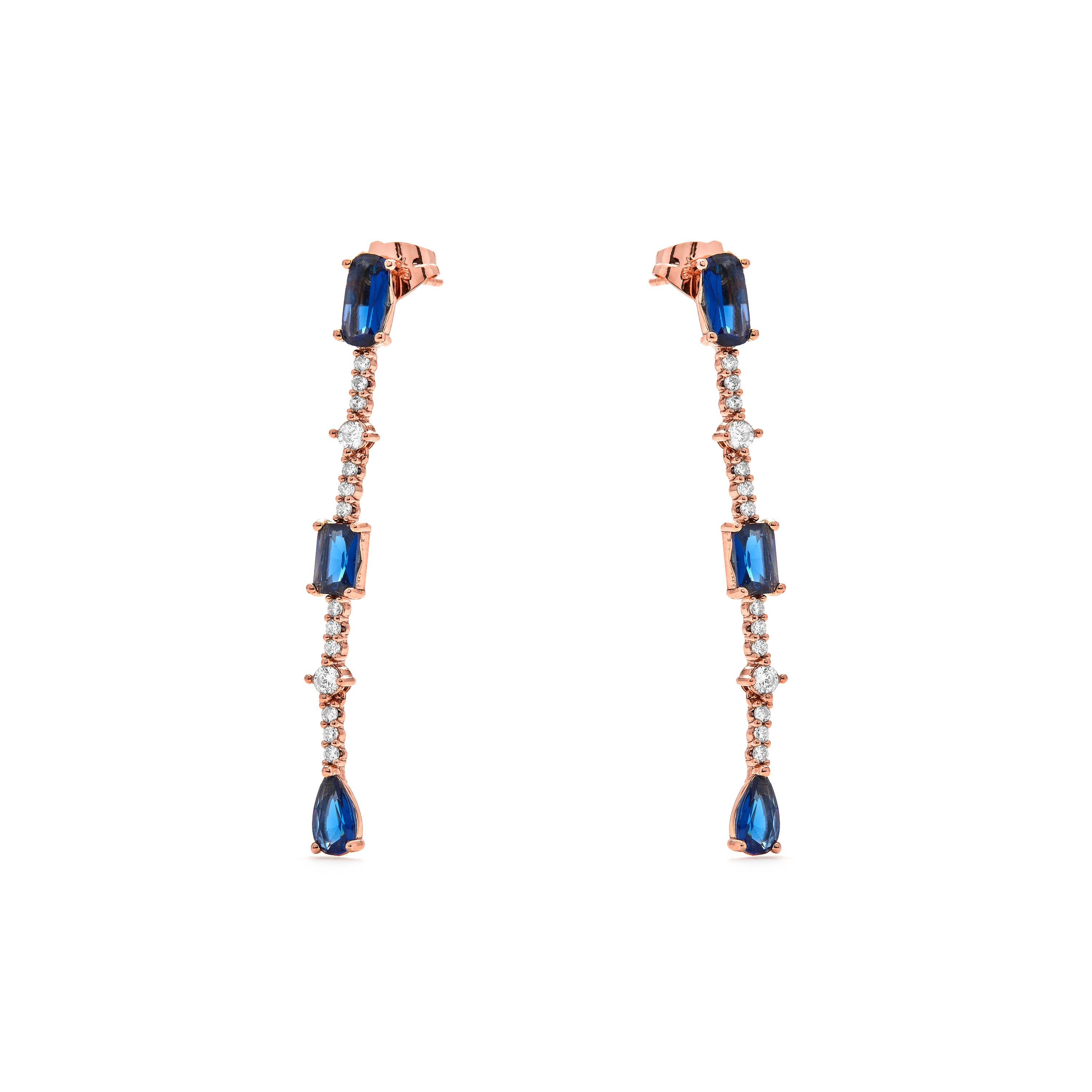Pendientes de Circonita Zafiro acabado en oro amarillo de 18k - Ziadru