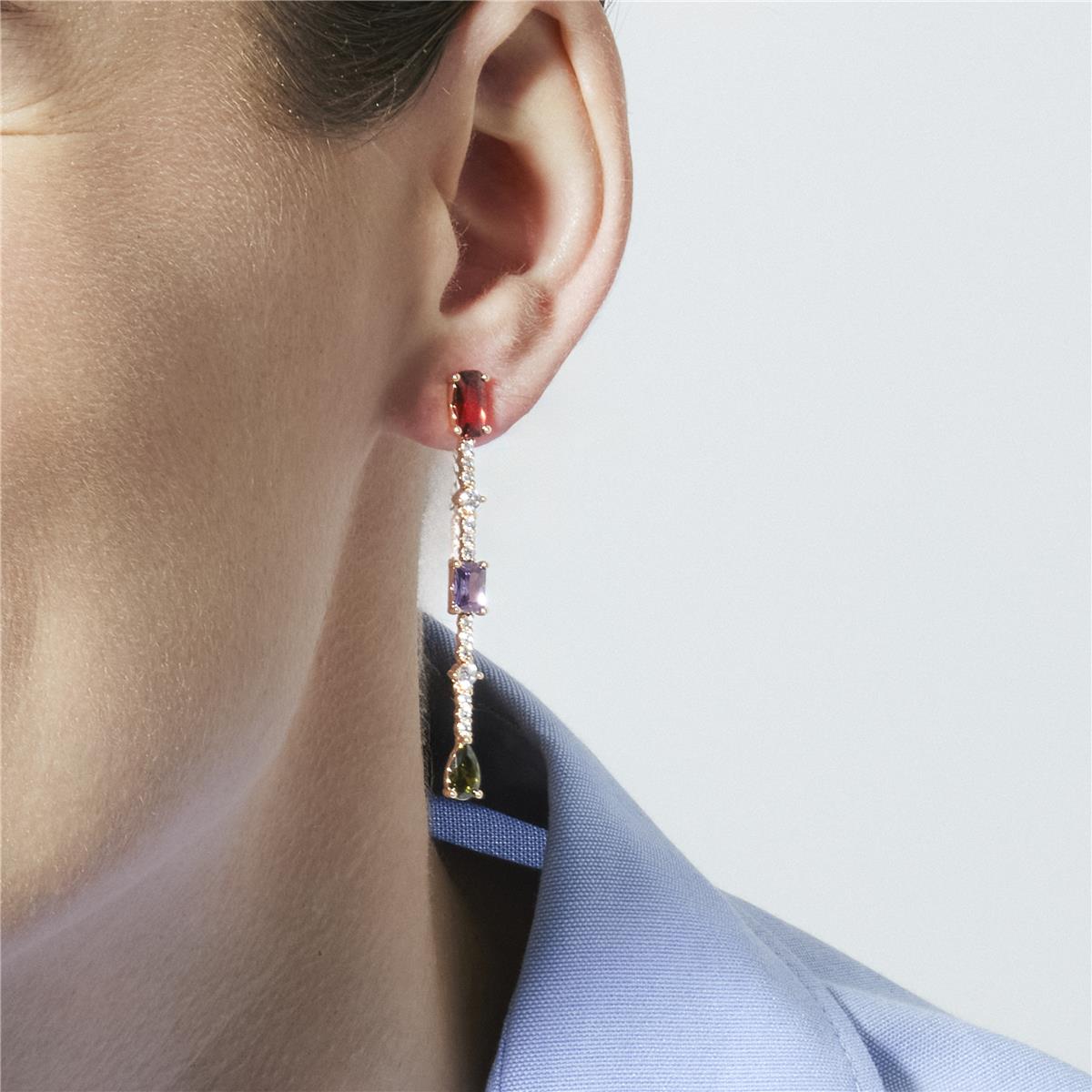 Multi-Color Cubic Zirconia Earrings in 18k Yellow Gold - Ziadru