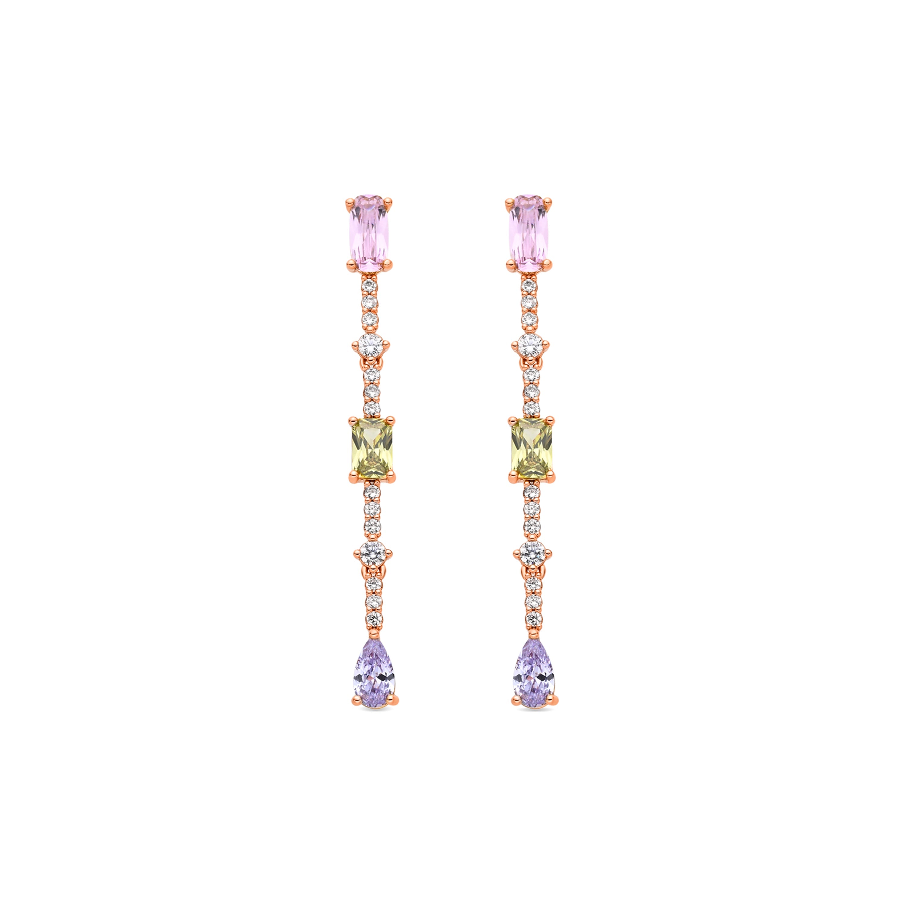 Multi-Color Cubic Zirconia Earrings in 18k Yellow Gold - Ziadru