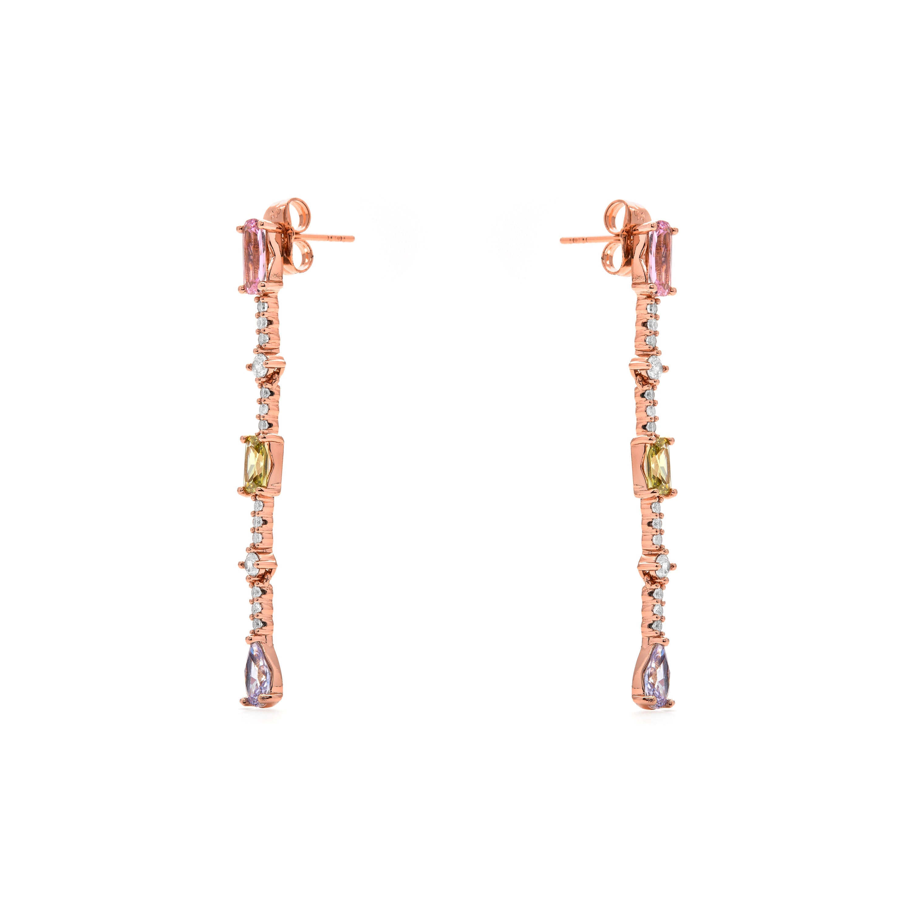 Multi-Color Cubic Zirconia Earrings in 18k Yellow Gold - Ziadru