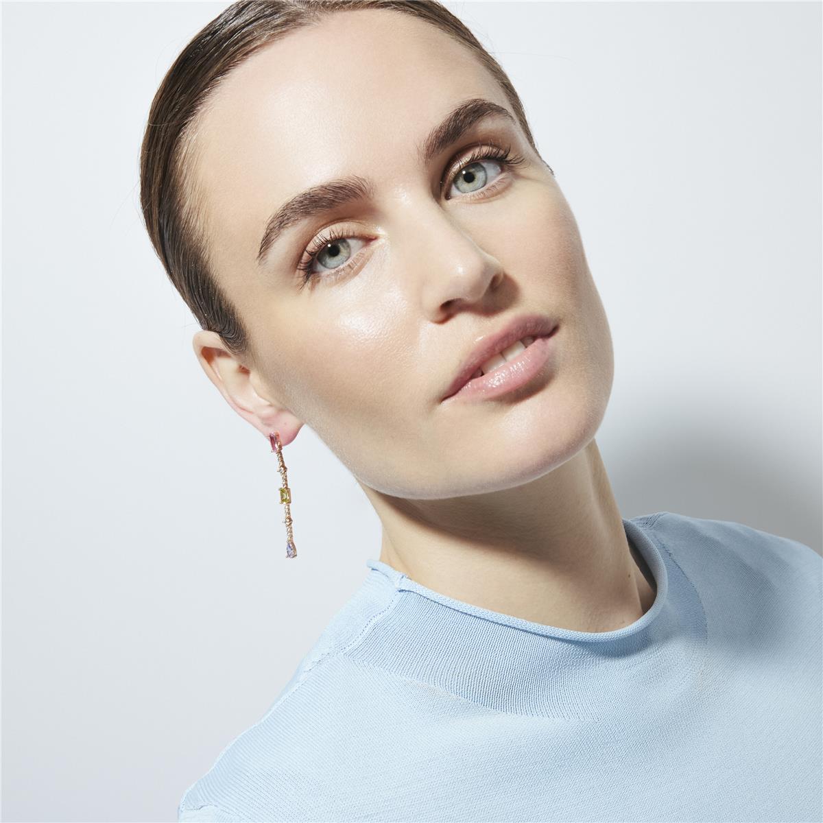 Multi-color Zirconia Earrings, 18k yellow gold plated - Ziadru