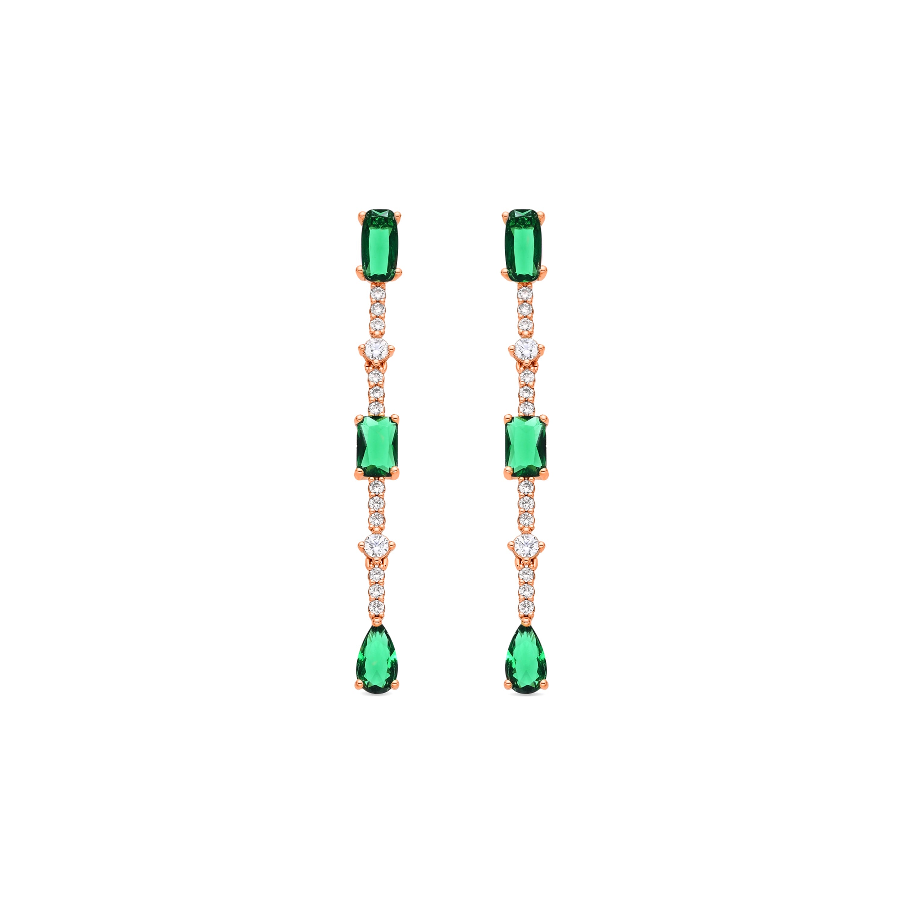 18k Yellow Gold Finish Emerald Zirconia Stud Earrings - Ziadru