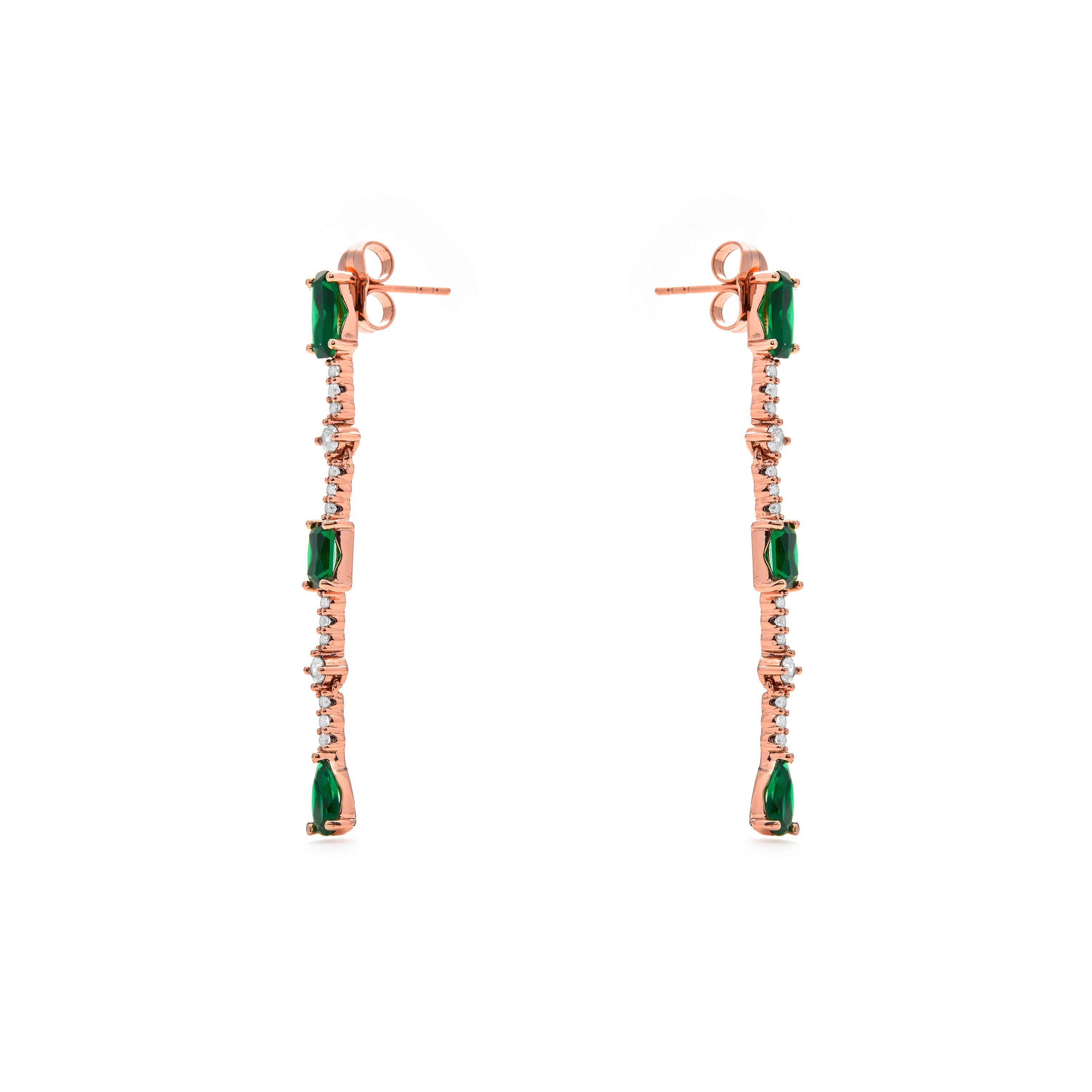 18k Yellow Gold Finish Emerald Zirconia Stud Earrings - Ziadru