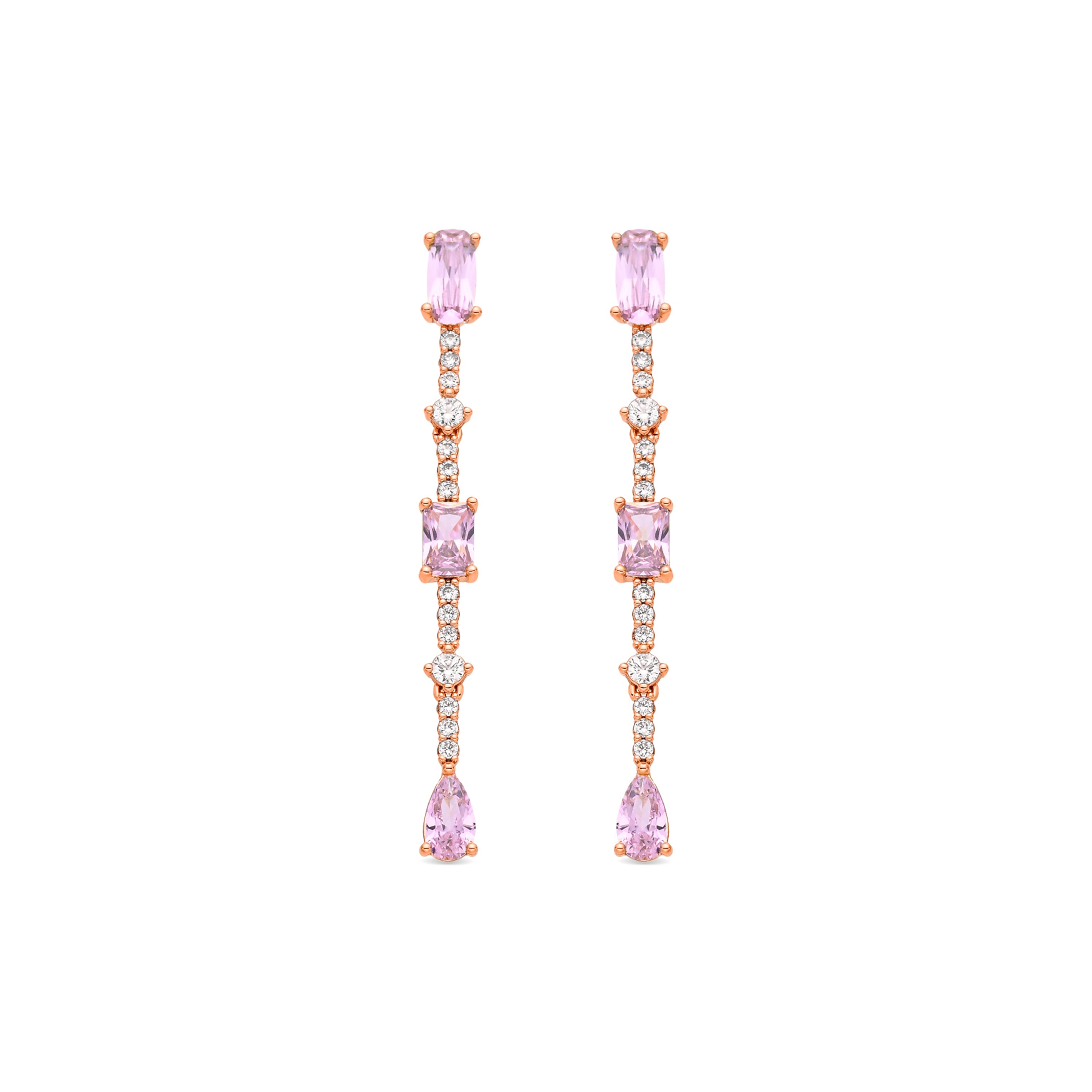 Pendientes de Circonita Rosa acabado en oro amarillo de 18k - Ziadru
