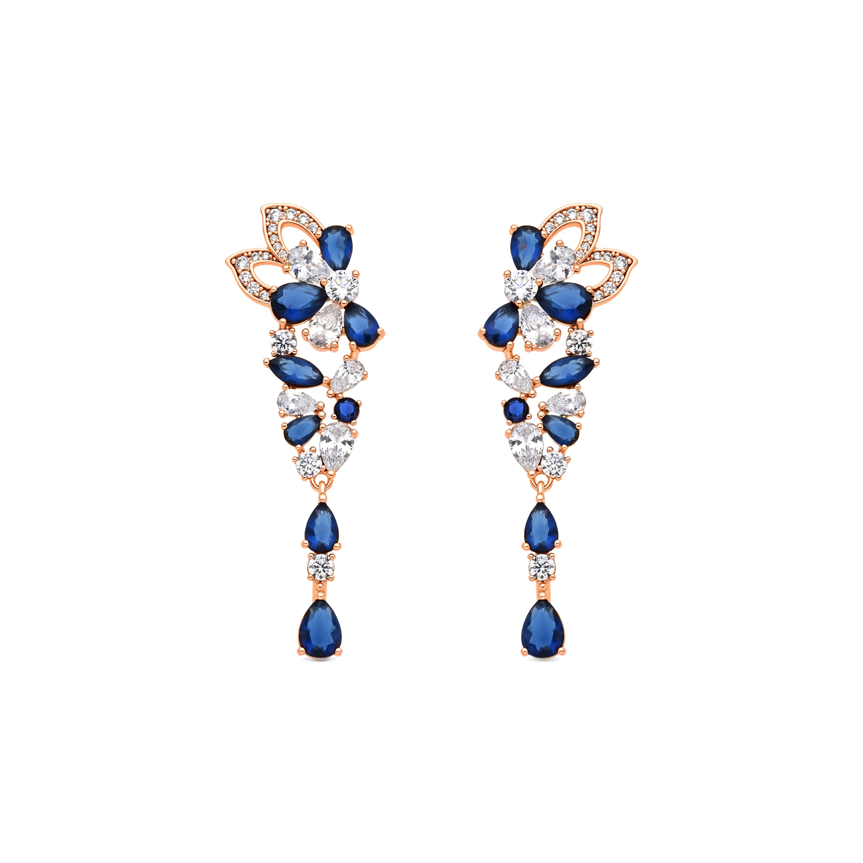 Pendientes de Circonita Zafiro acabado en oro amarillo de 18k - Uliso