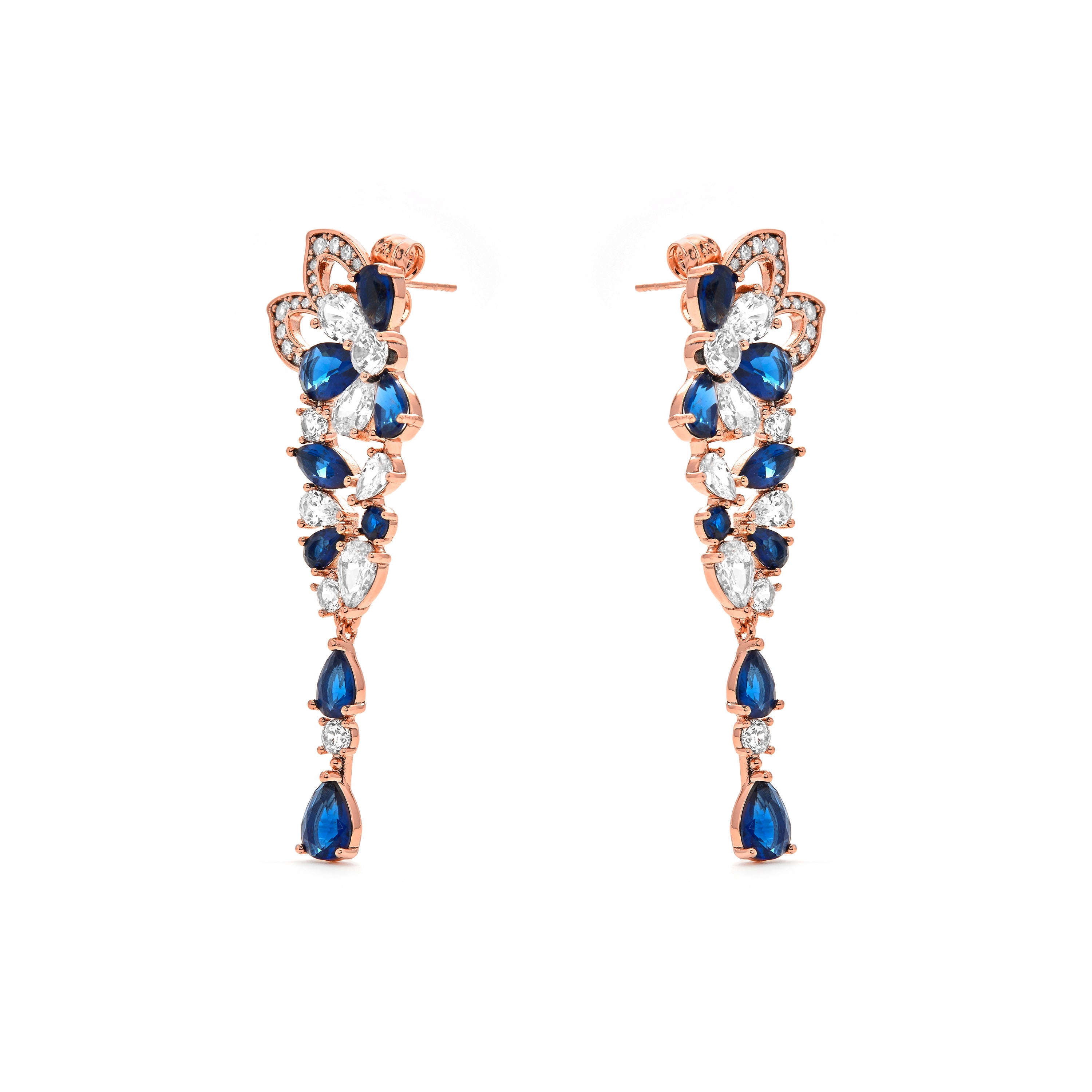 Pendientes de Circonita Zafiro acabado en oro amarillo de 18k - Uliso