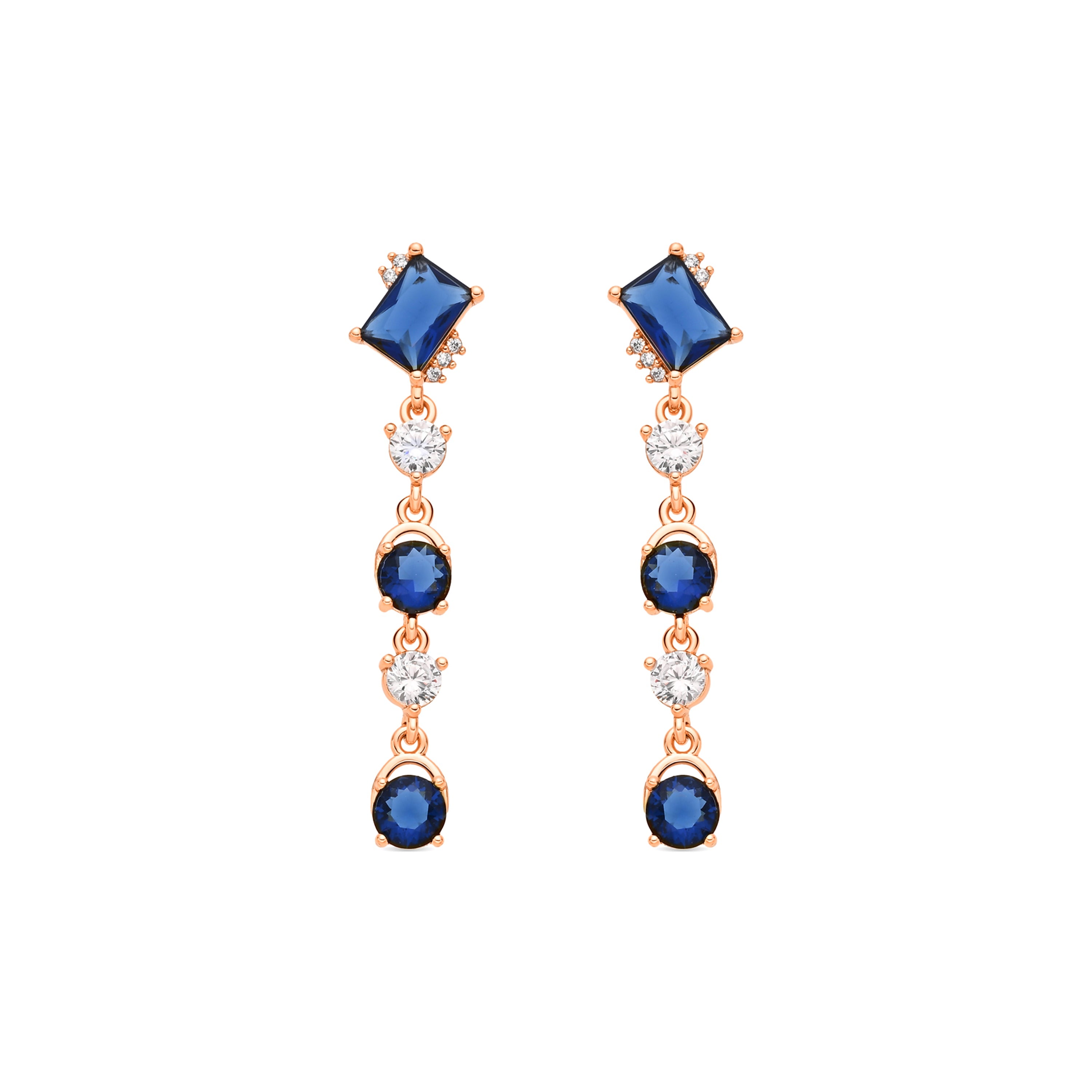 Pendientes de Circonita Zafiro acabado en oro amarillo de 18k - Bakmus