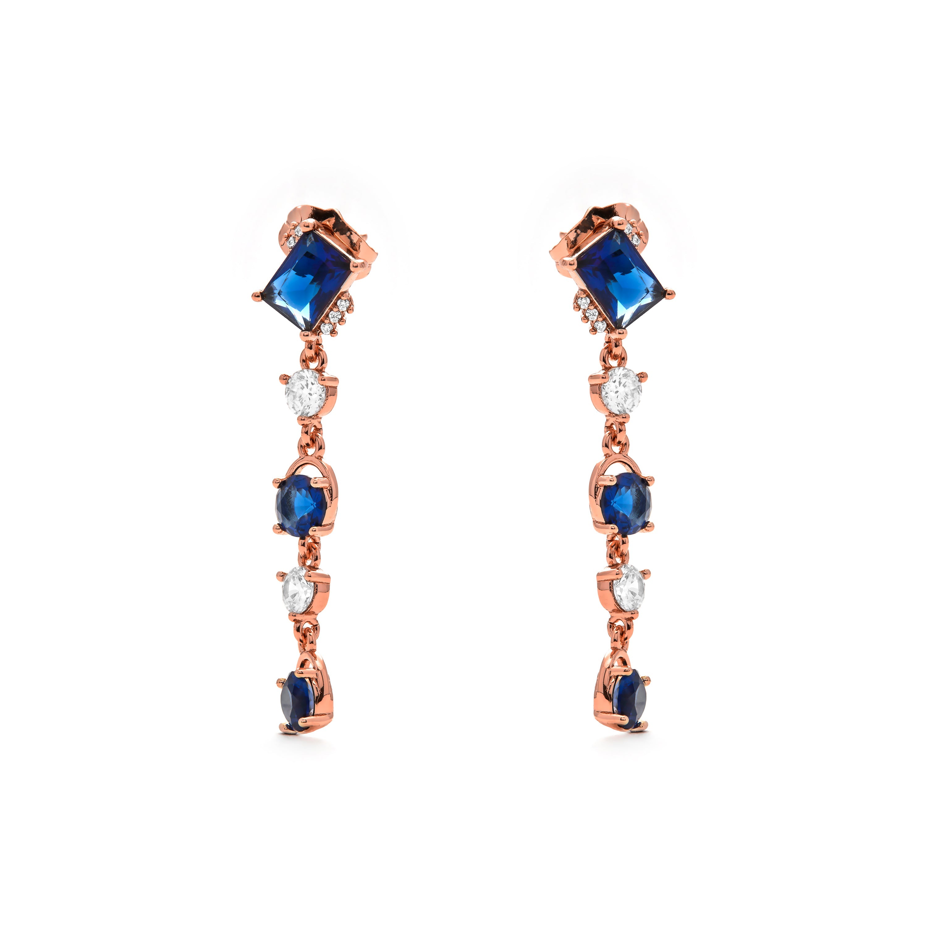 Pendientes de Circonita Zafiro acabado en oro amarillo de 18k - Bakmus