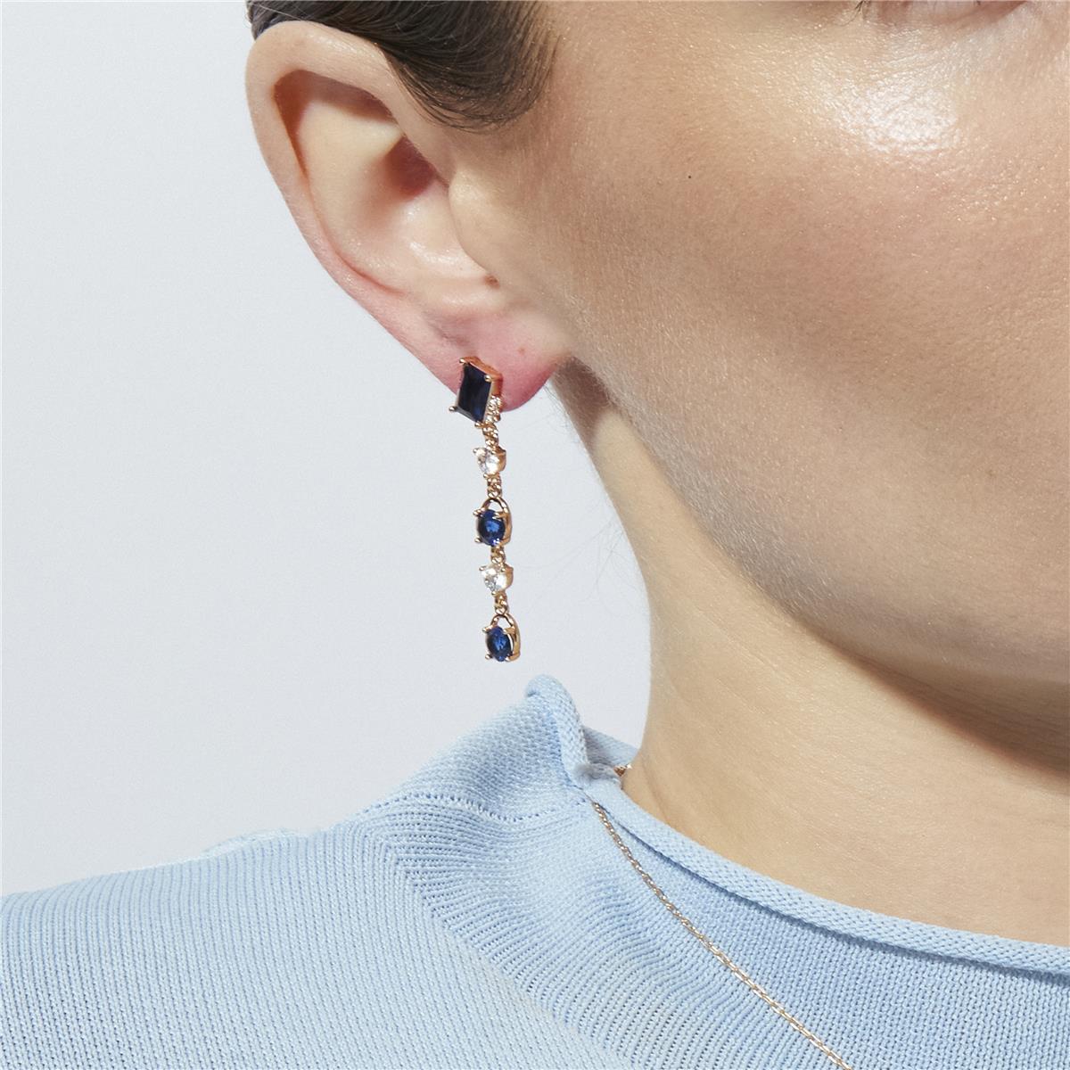 Pendientes de Circonita Zafiro acabado en oro amarillo de 18k - Bakmus
