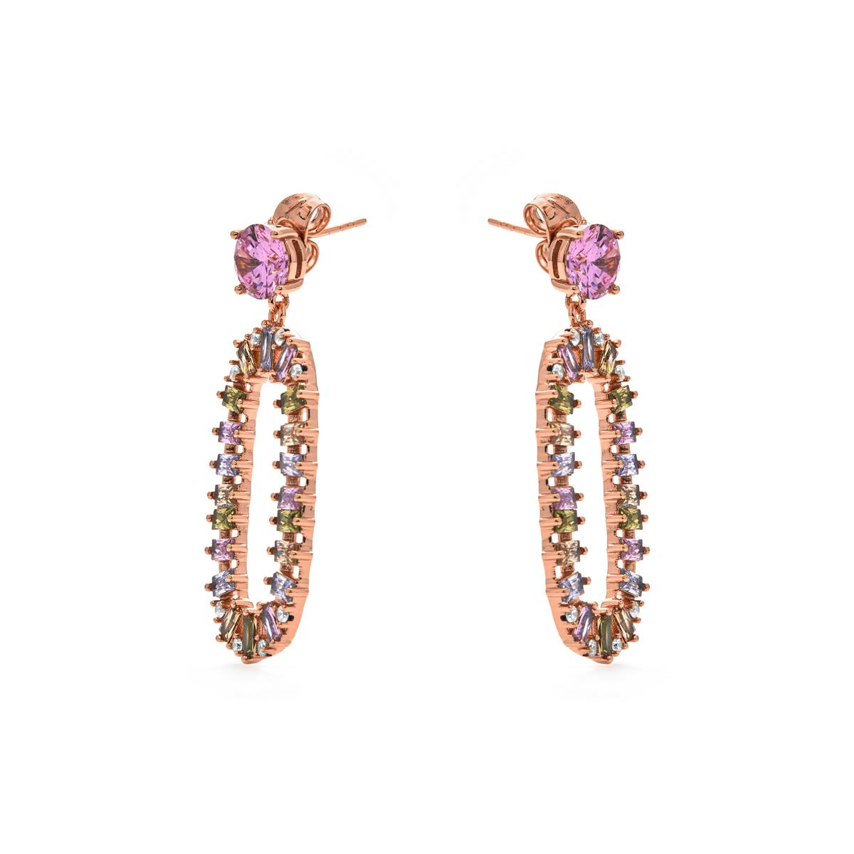Multicolor Zirconia Earrings with 18k Yellow Gold Finish - Arose