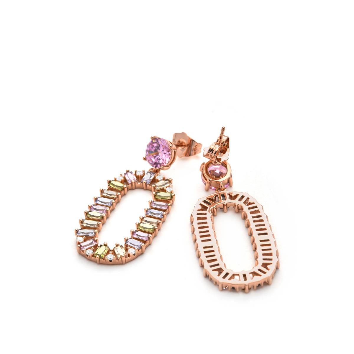 Multicolor Zirconia Earrings with 18k Yellow Gold Finish - Arose
