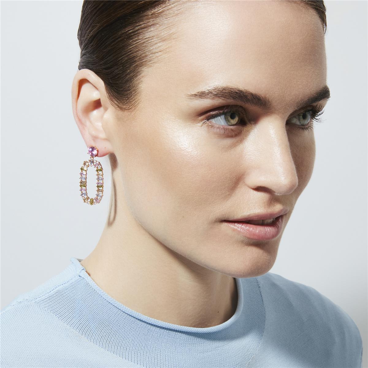 Multicolor Zirconia Earrings with 18k Yellow Gold Finish - Arose