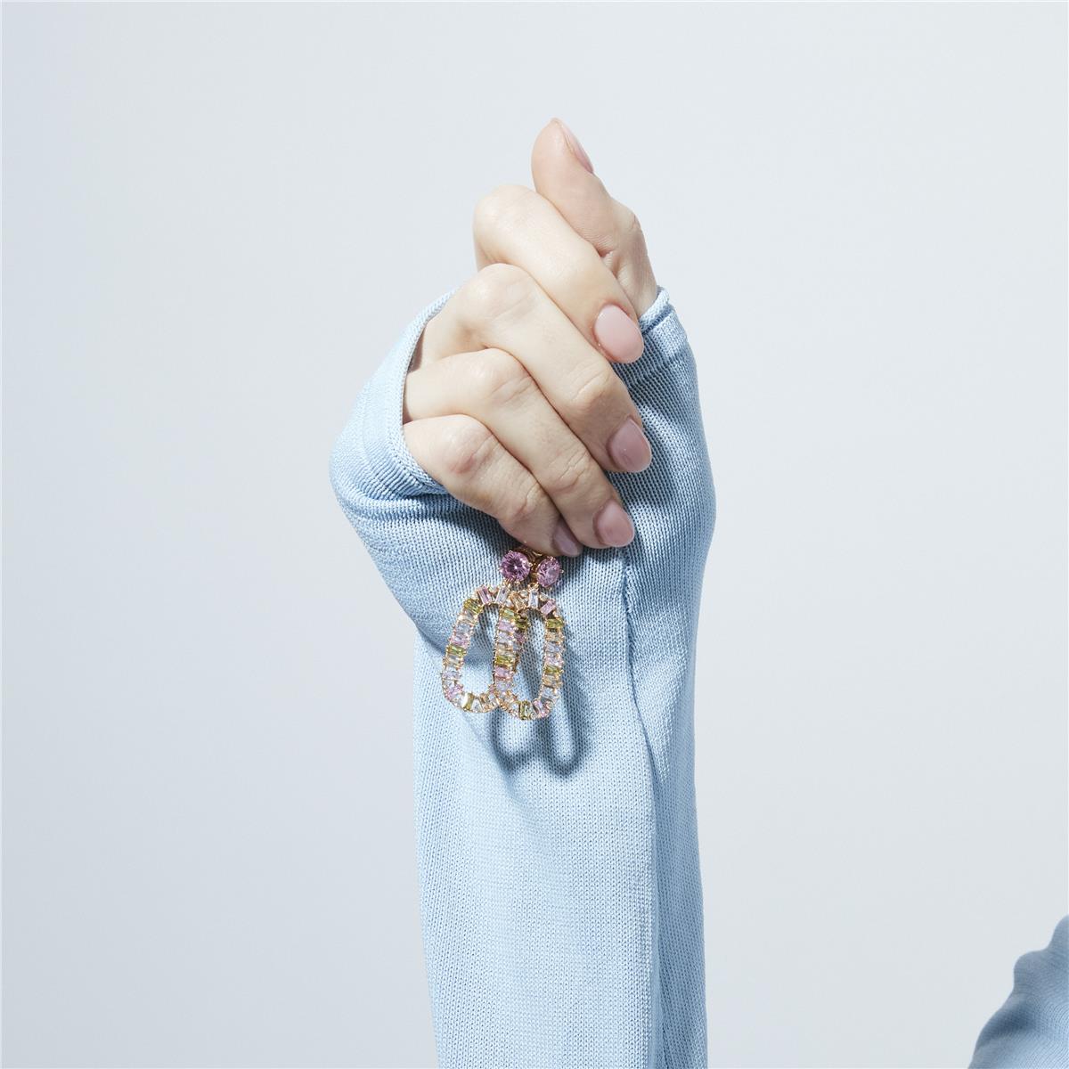 Multicolor Zirconia Earrings with 18k Yellow Gold Finish - Arose