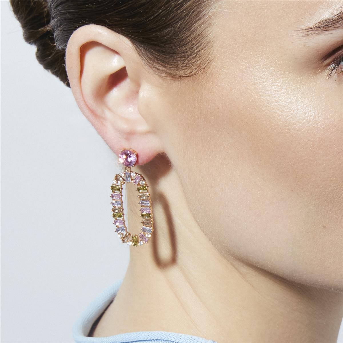 Multi-Color Cubic Zirconia Earrings in 18k Yellow Gold - Ziadru