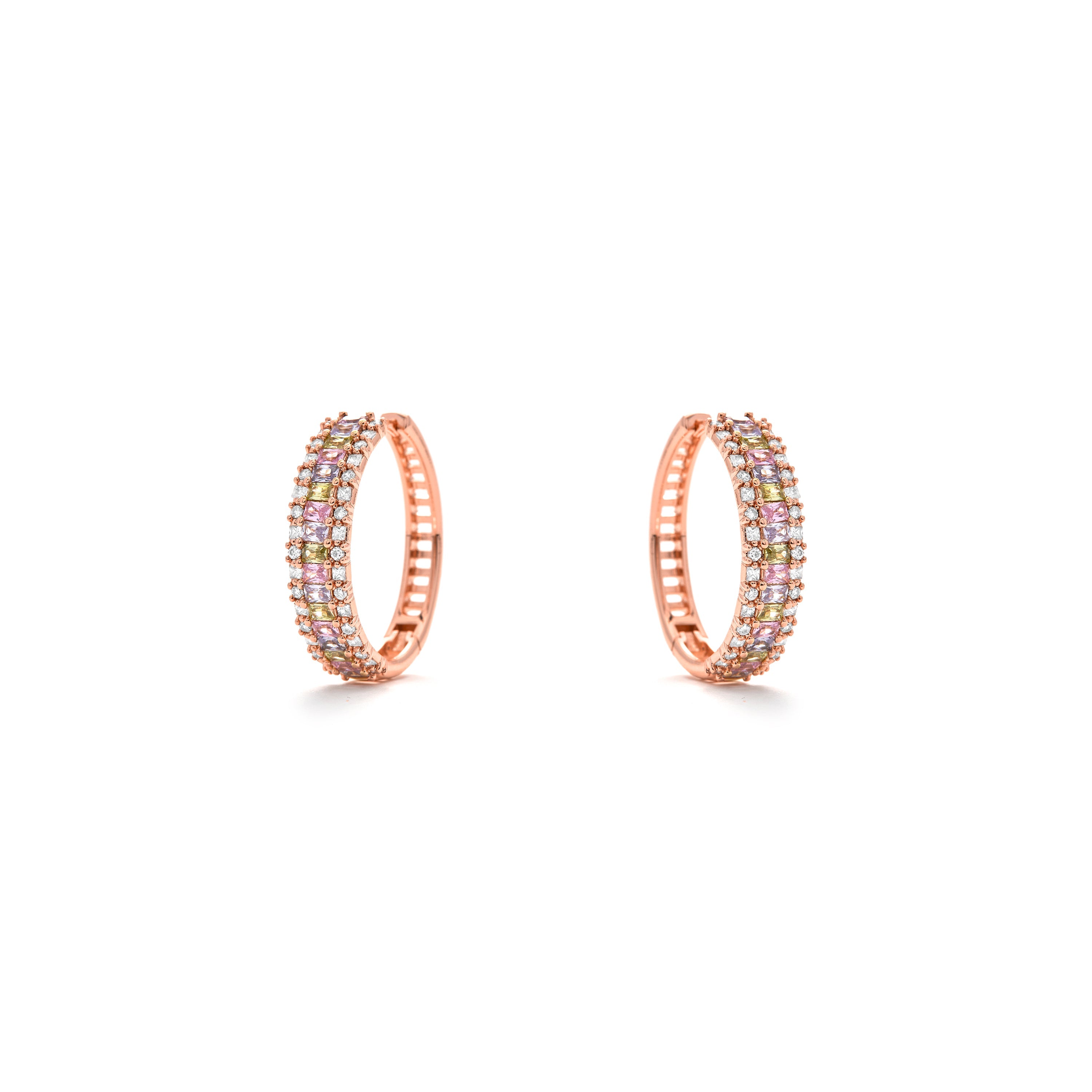 Pendientes de Circonita Multicolor acabado en oro amarillo de 18k - Primzu