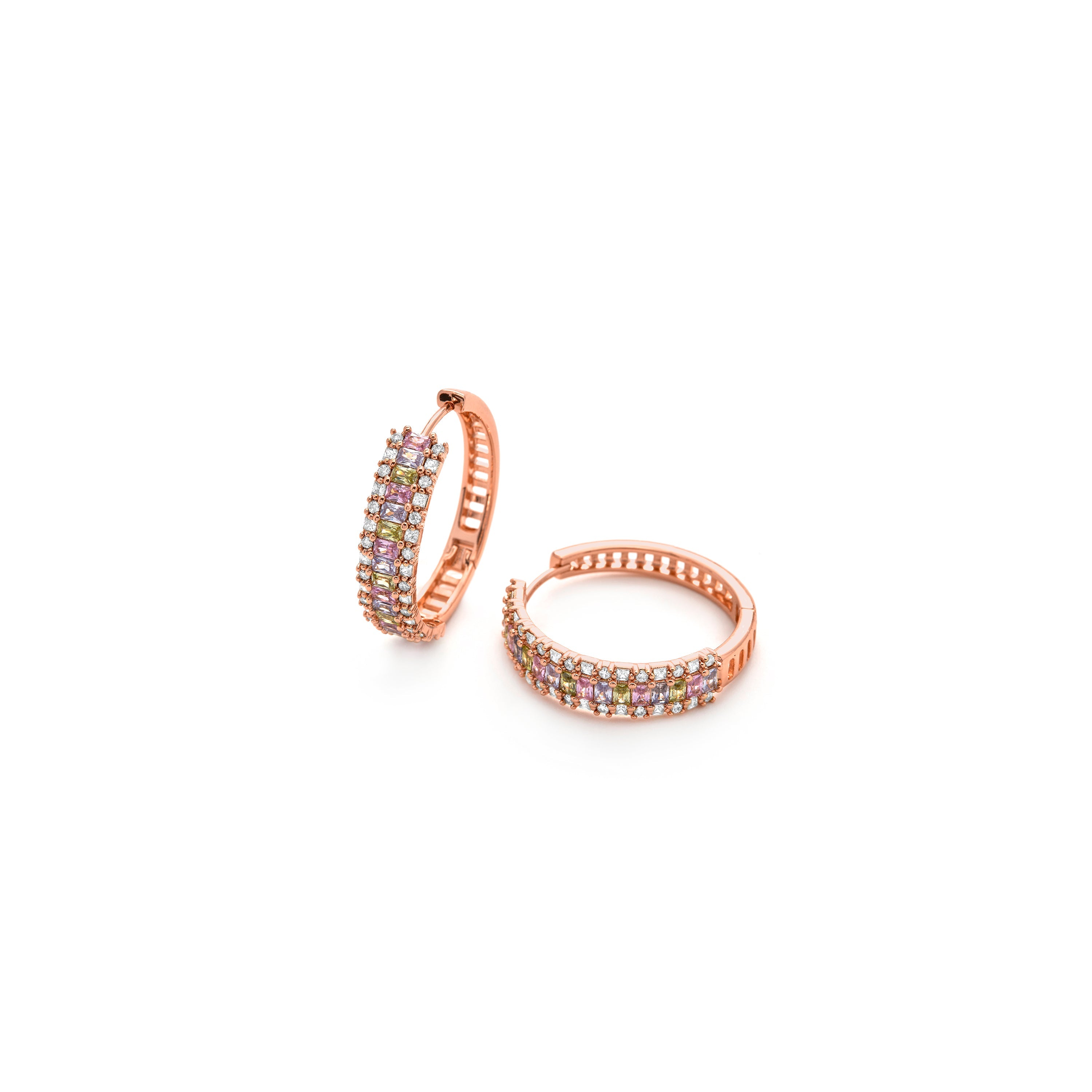 Pendientes de Circonita Multicolor acabado en oro amarillo de 18k - Primzu