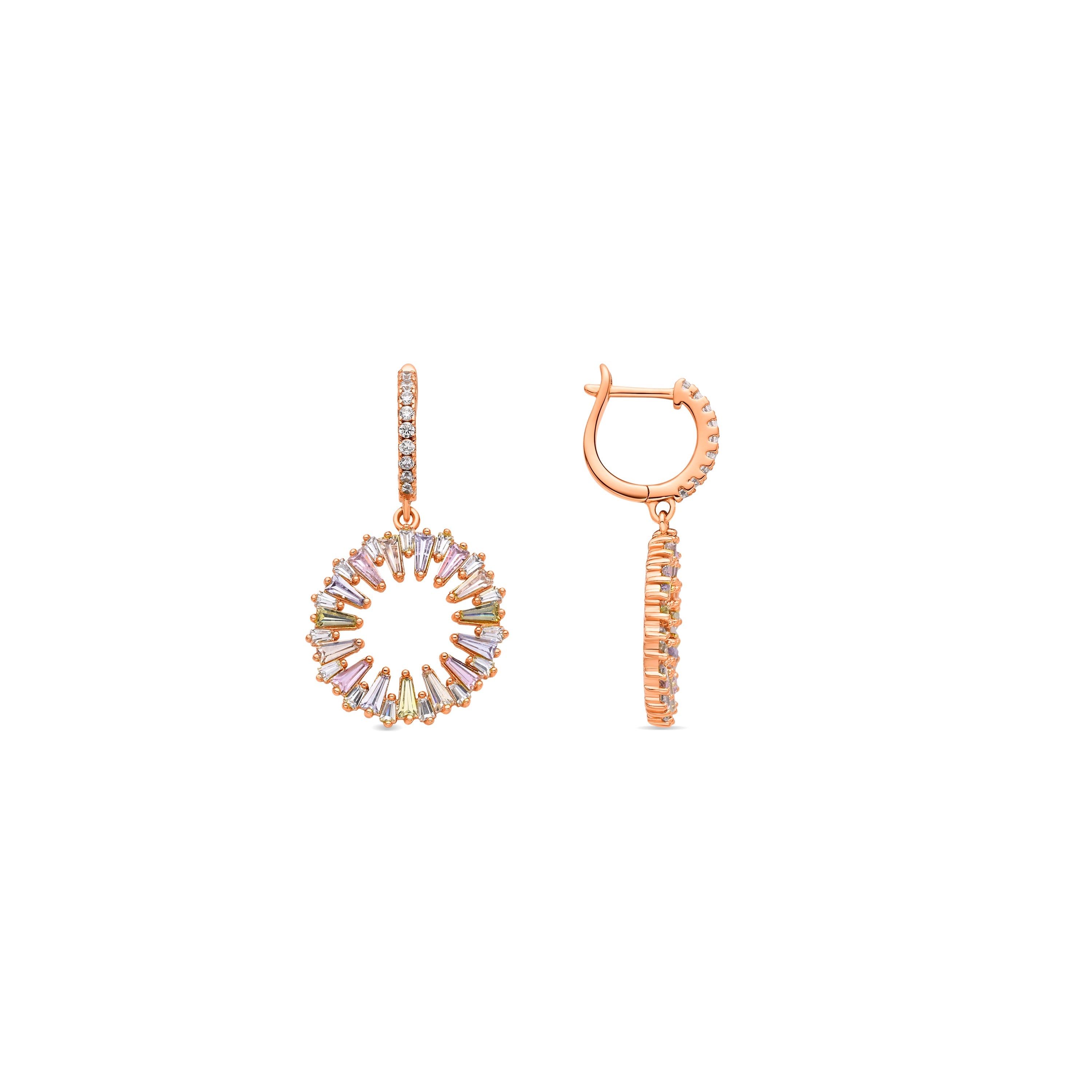Multi-color Zirconia Earrings, 18k yellow gold plated - Raidow