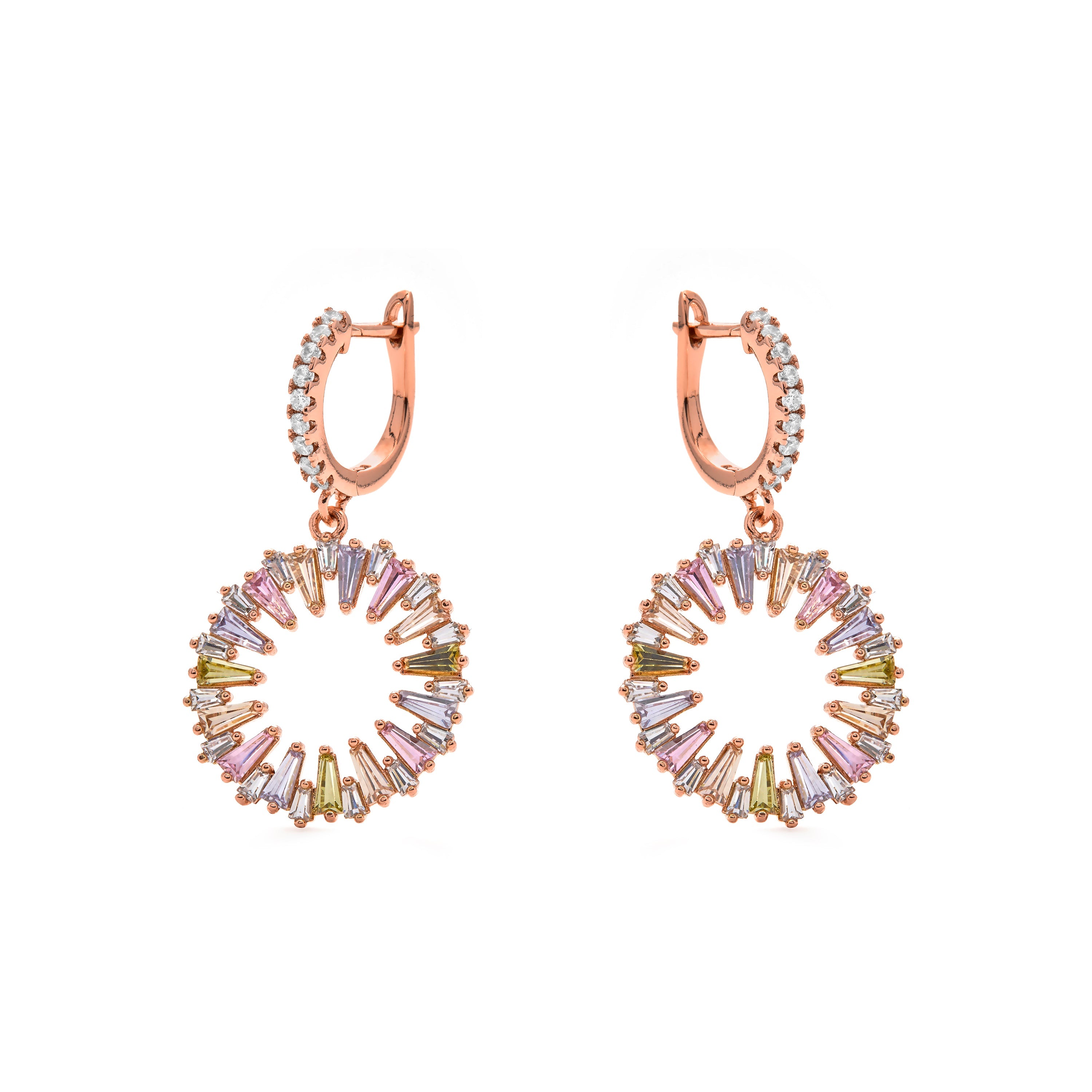 Multi-color Zirconia Earrings, 18k yellow gold plated - Raidow