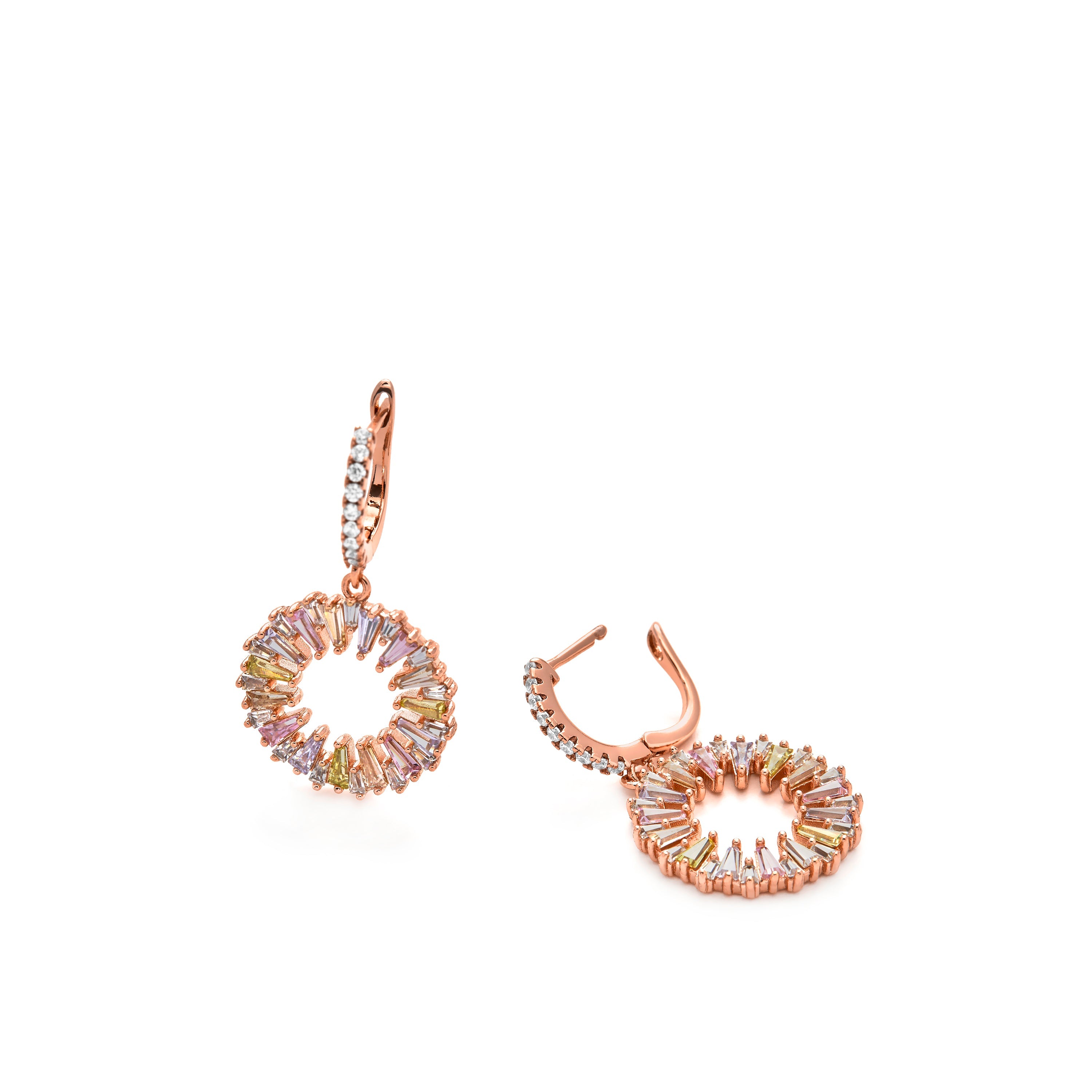 Multi-color Zirconia Earrings, 18k yellow gold plated - Raidow