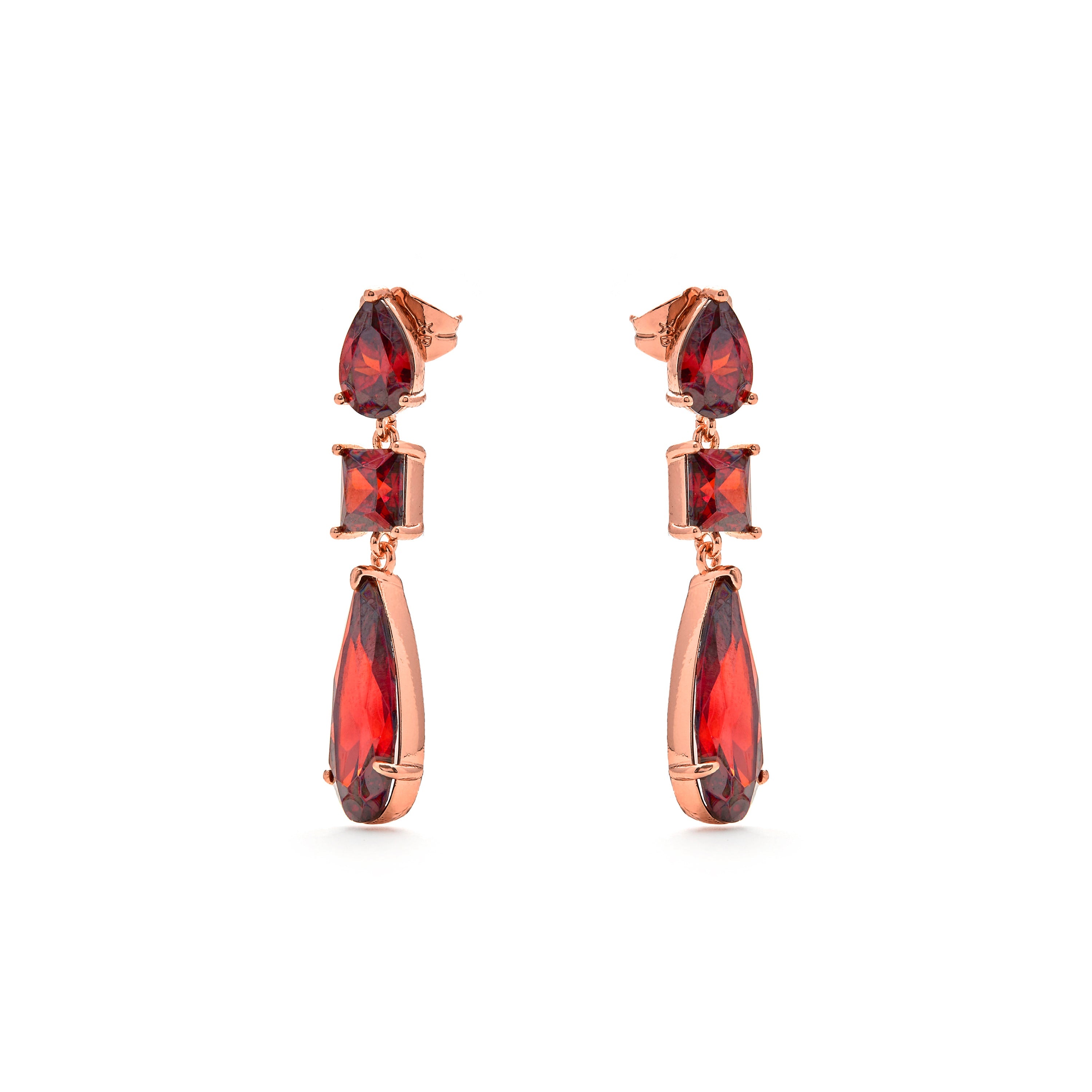 Ruby Cubic Zirconia Earrings in 18k Yellow Gold Finish - Xakah