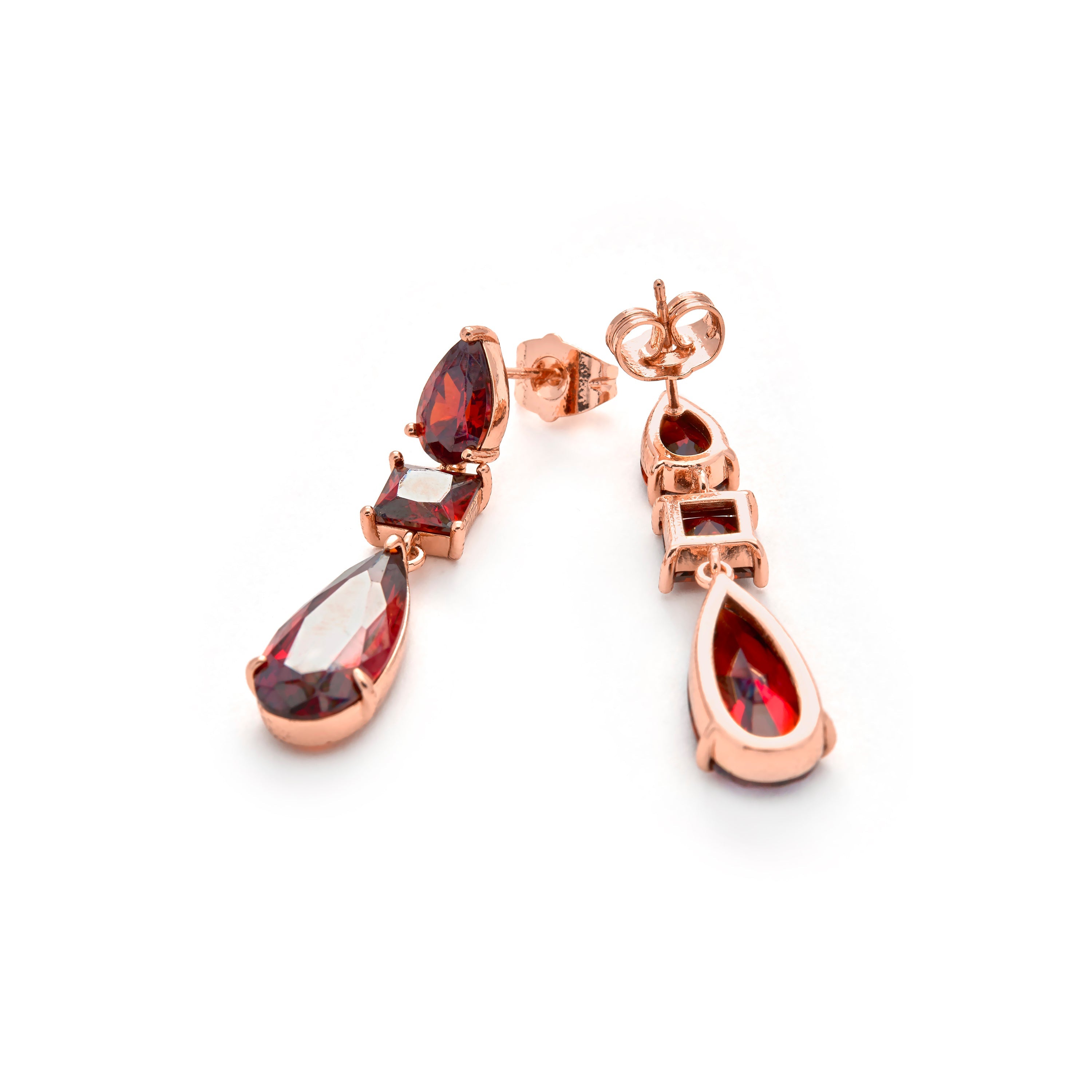 Ruby Cubic Zirconia Earrings in 18k Yellow Gold Finish - Xakah