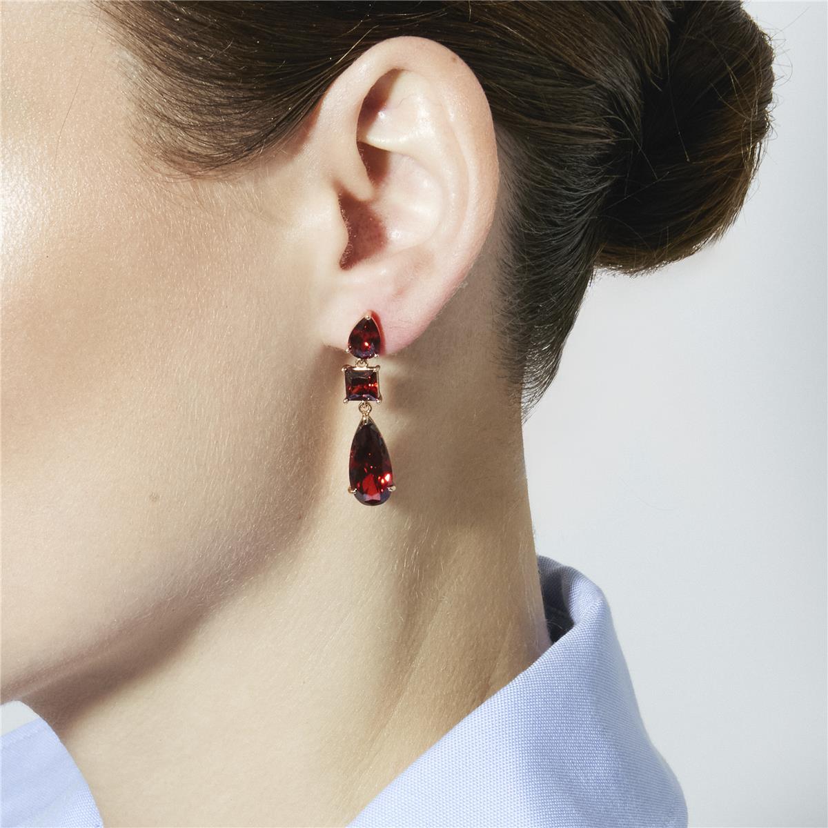 Ruby Cubic Zirconia Earrings in 18k Yellow Gold Finish - Xakah