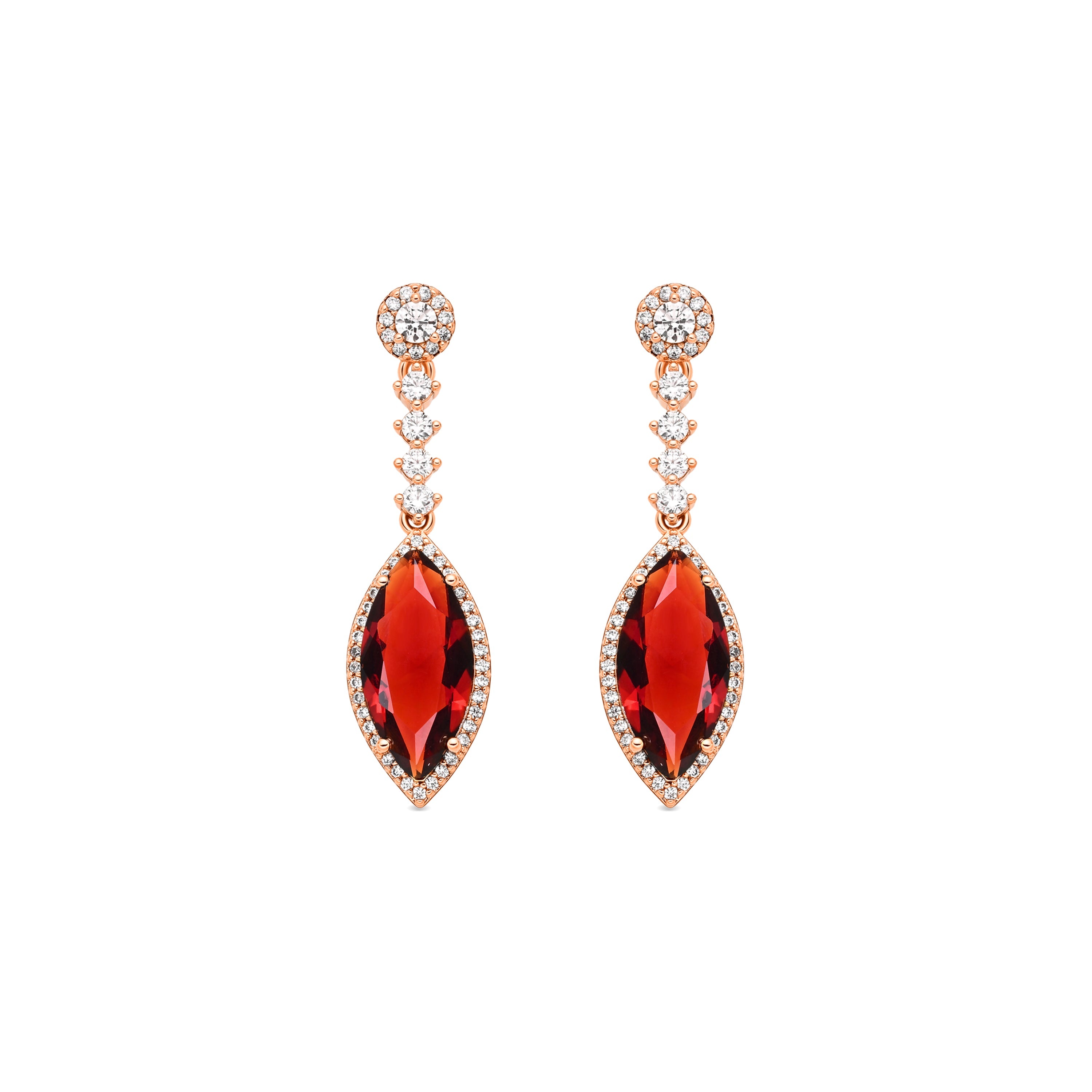 Ruby Zirconia Earrings in 18k Yellow Gold Finish - Musred