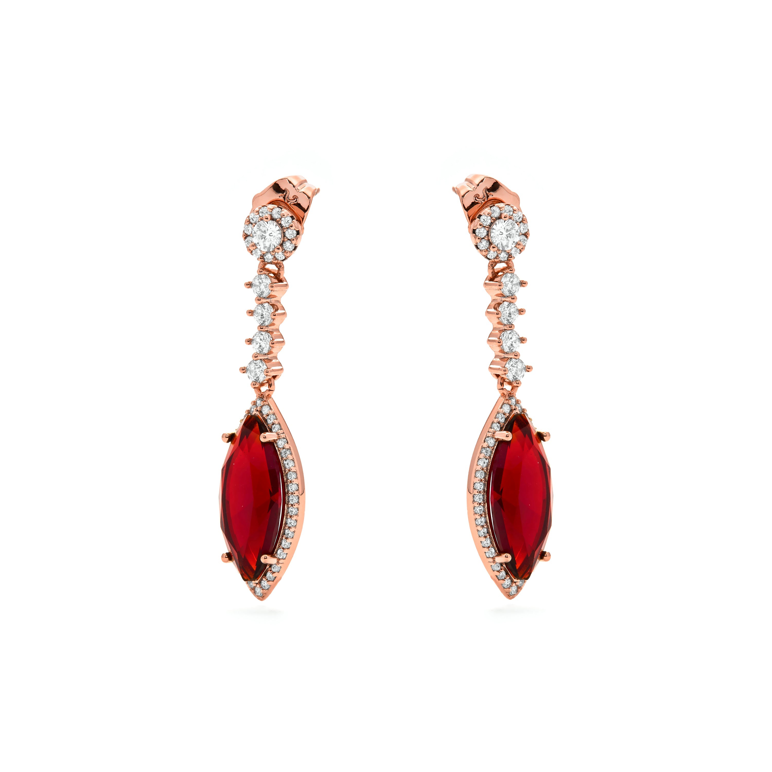 Ruby Zirconia Earrings in 18k Yellow Gold Finish - Musred