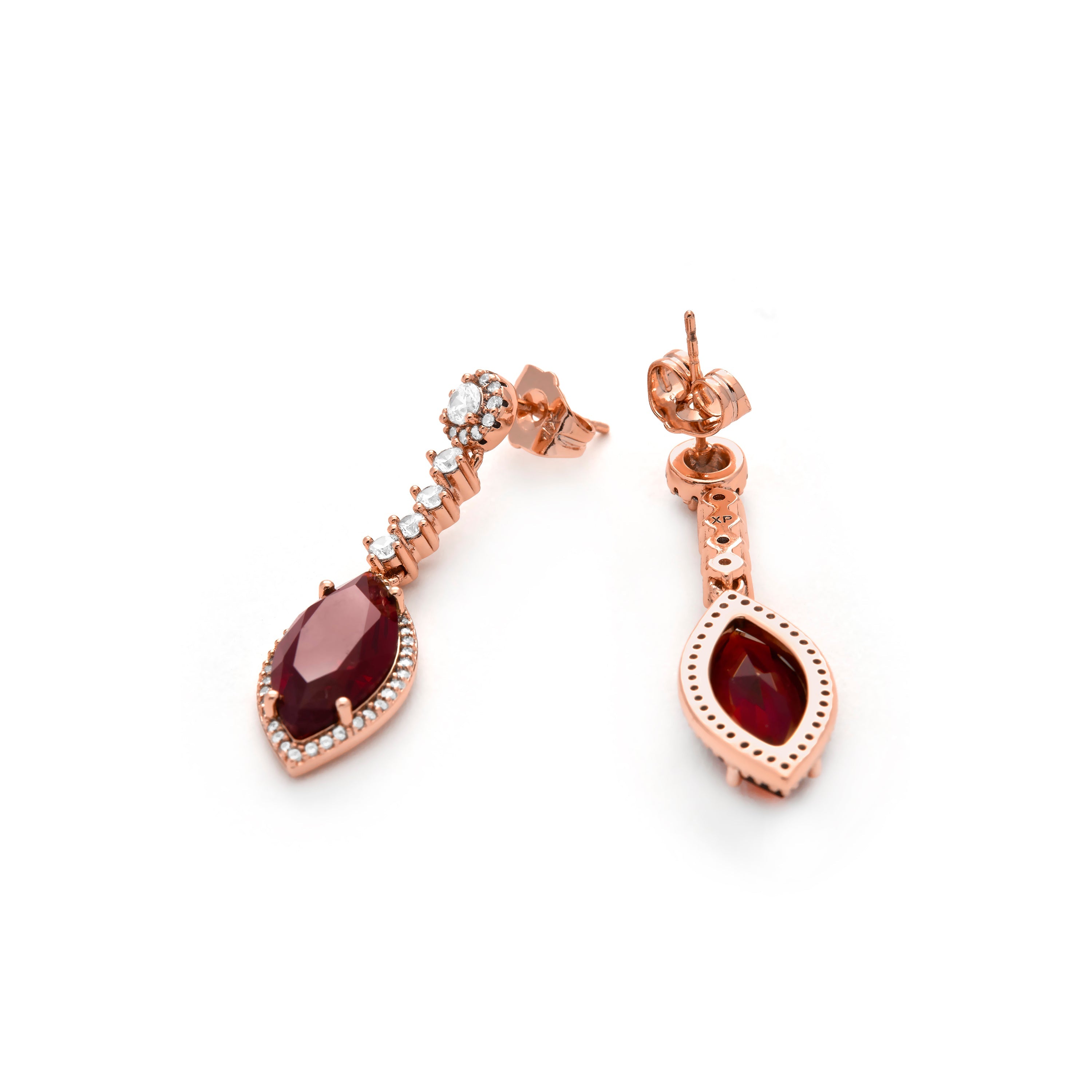 Ruby Zirconia Earrings in 18k Yellow Gold Finish - Musred