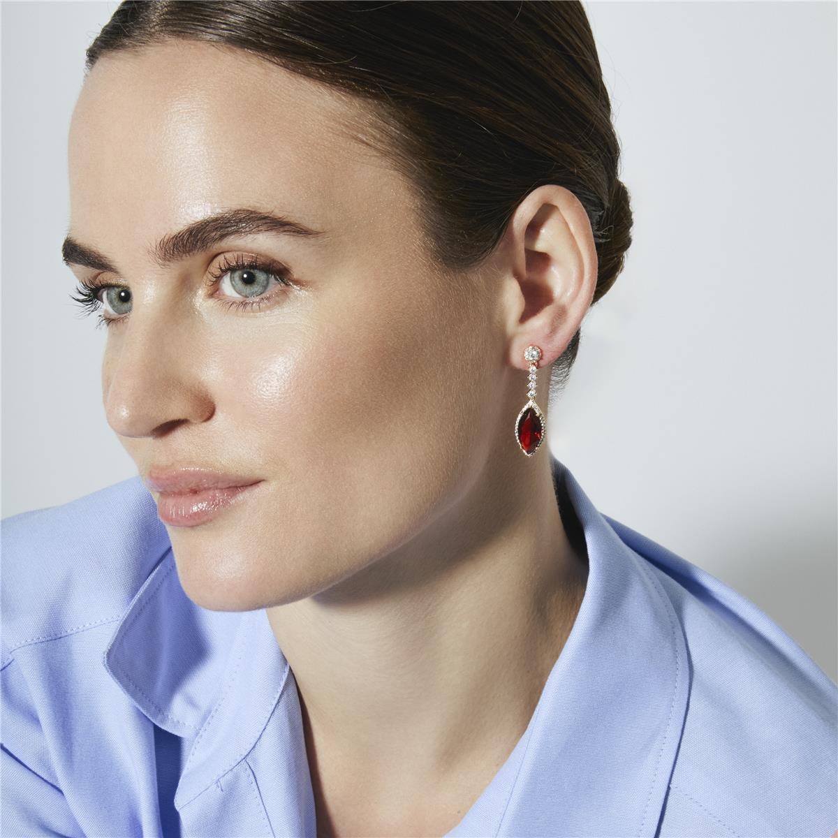 Ruby Zirconia Earrings in 18k Yellow Gold Finish - Musred