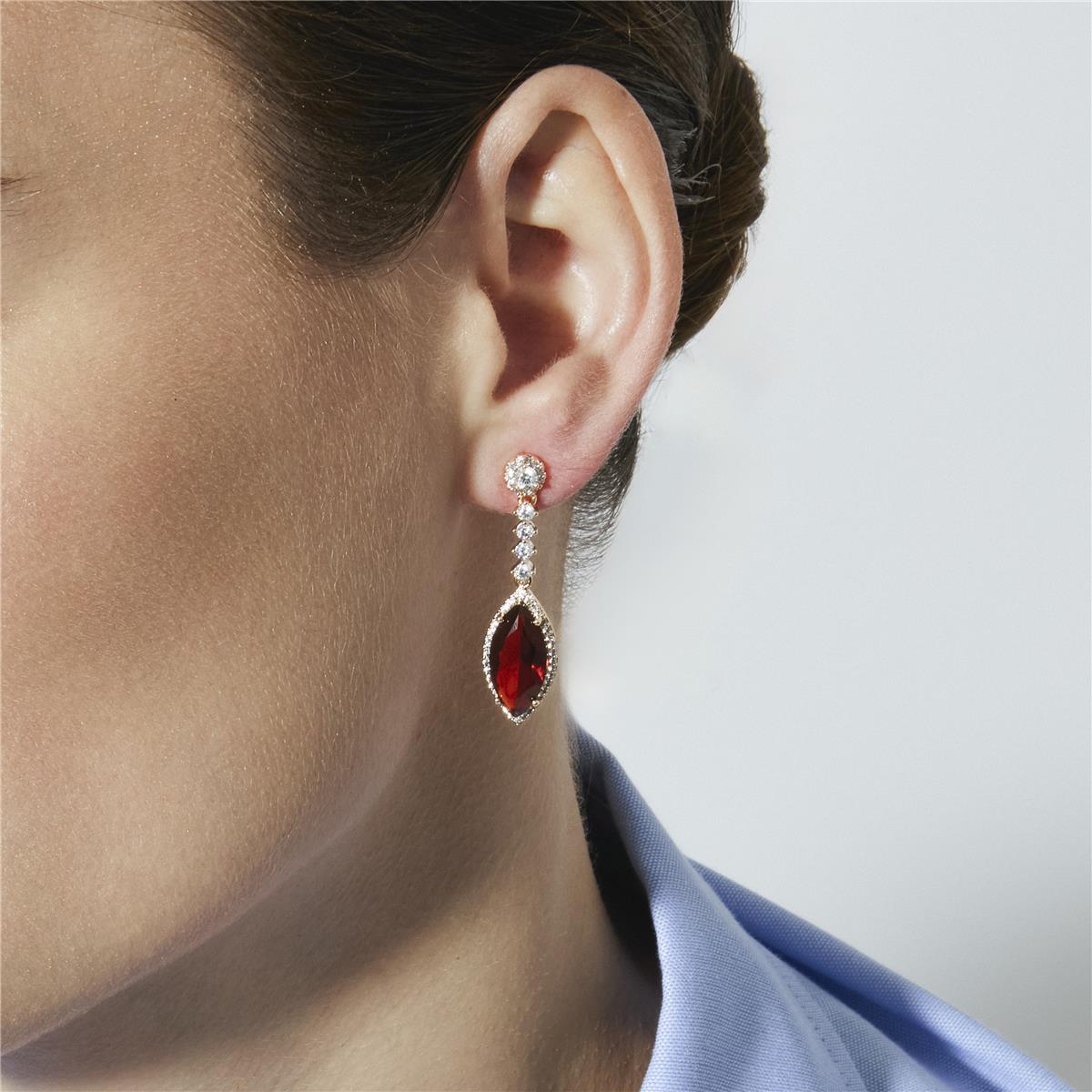 Ruby Zirconia Earrings in 18k Yellow Gold Finish - Musred