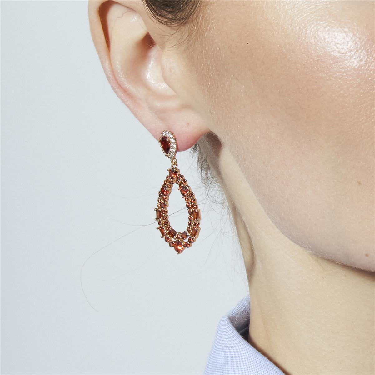 Ruby Zirconia Earrings, 18k Yellow Gold Plated - Damao