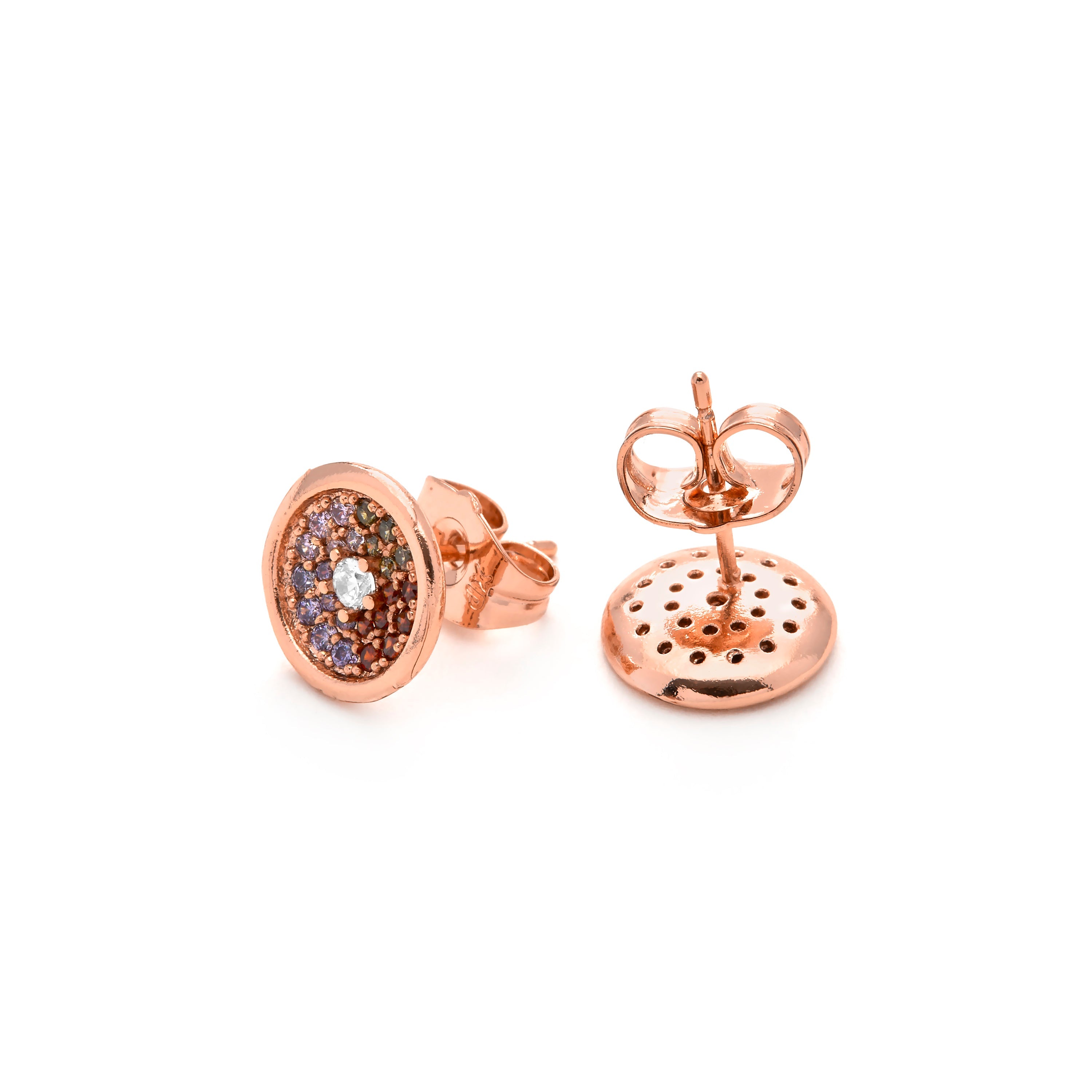 Multicolor Zirconia Earrings in 18k Yellow Gold - Yawer