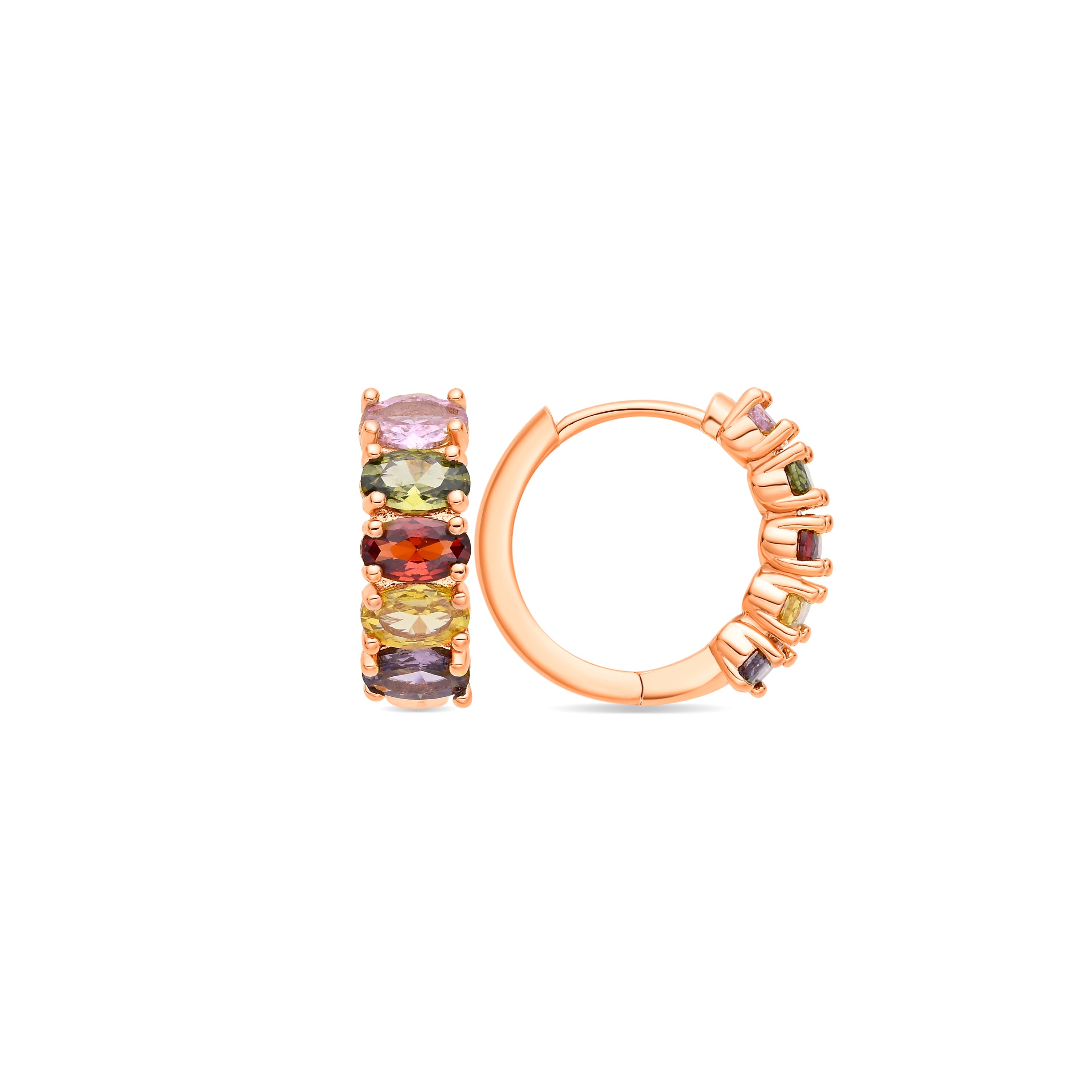 Multicolor Zirconia Earrings with 18k Yellow Gold Finish - Fimiw