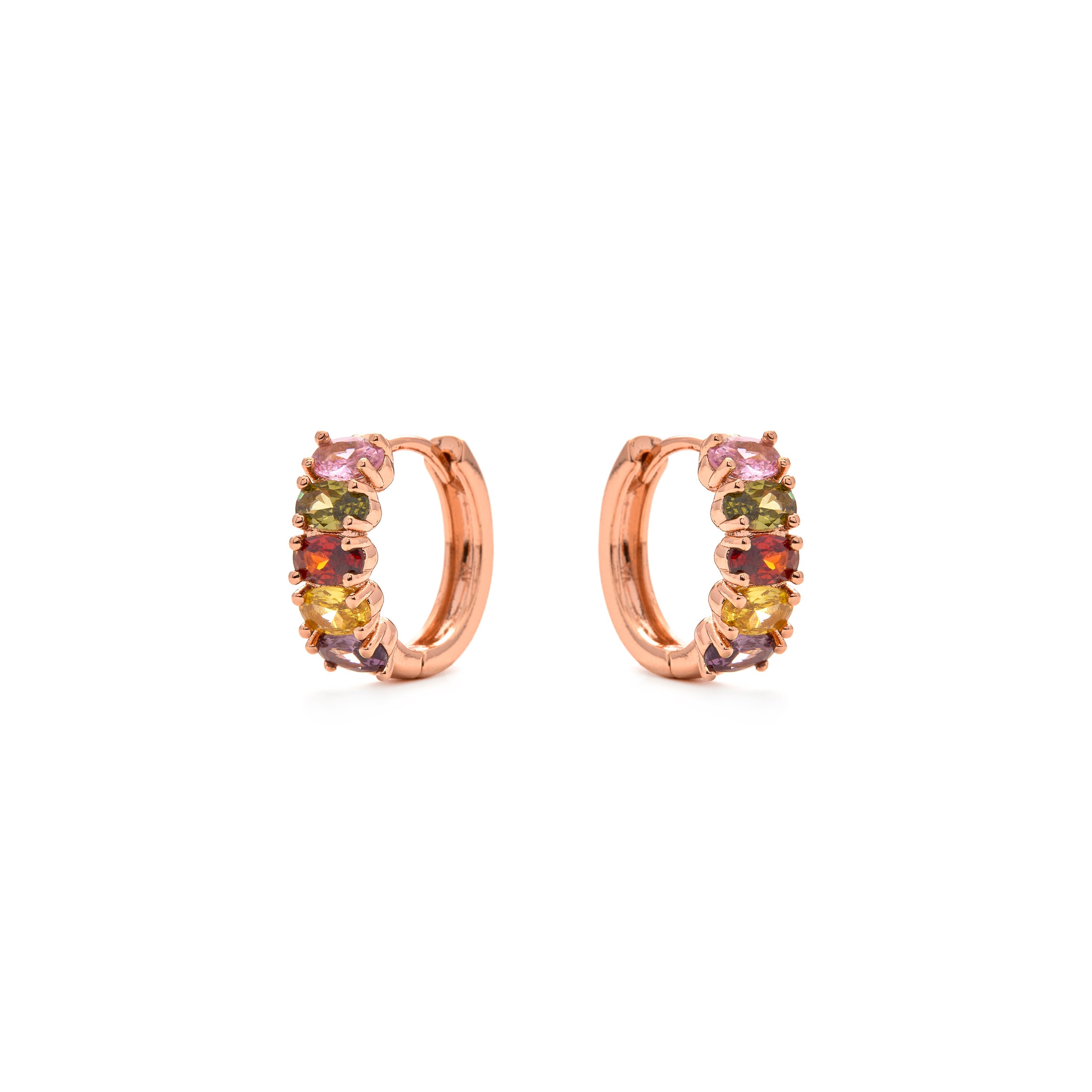 Multicolor Zirconia Earrings with 18k Yellow Gold Finish - Fimiw